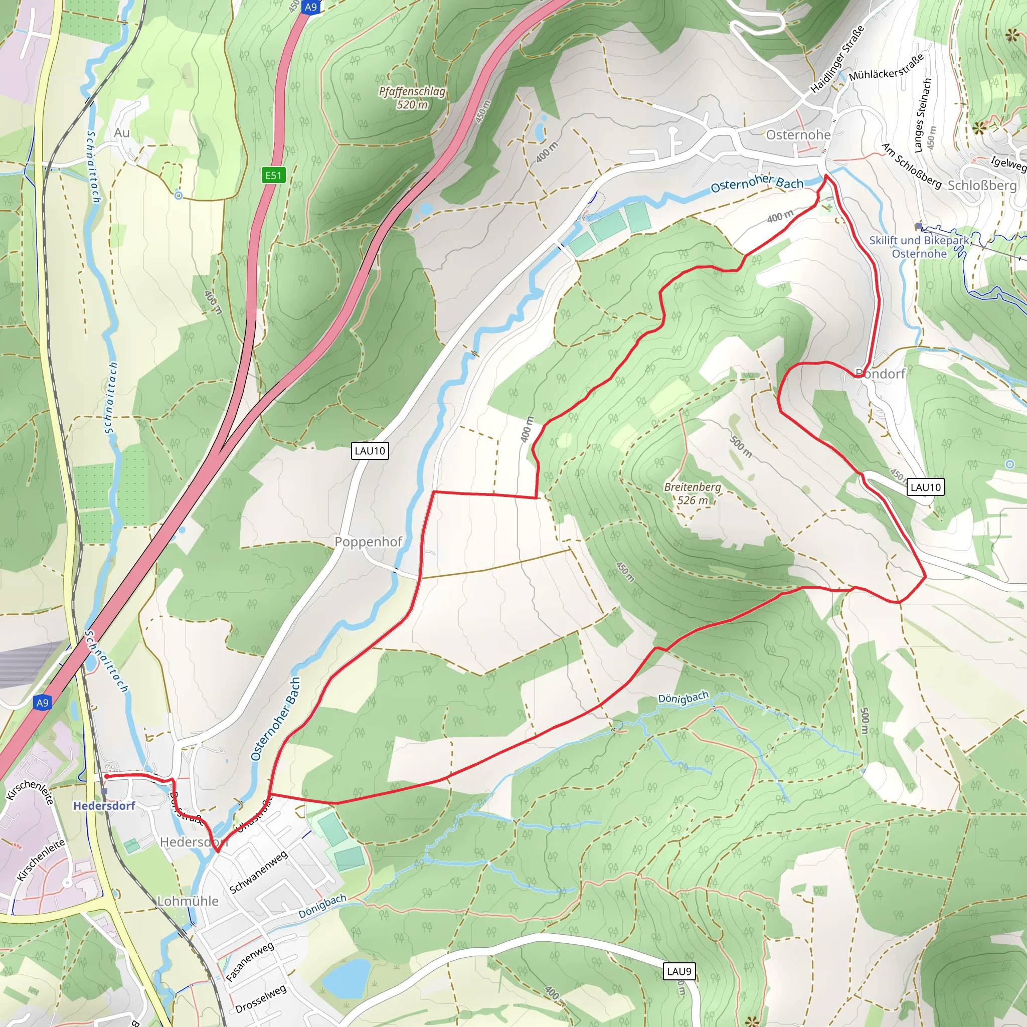Osternohe Morsbrunn and Lohmuehle Loop mobile static map