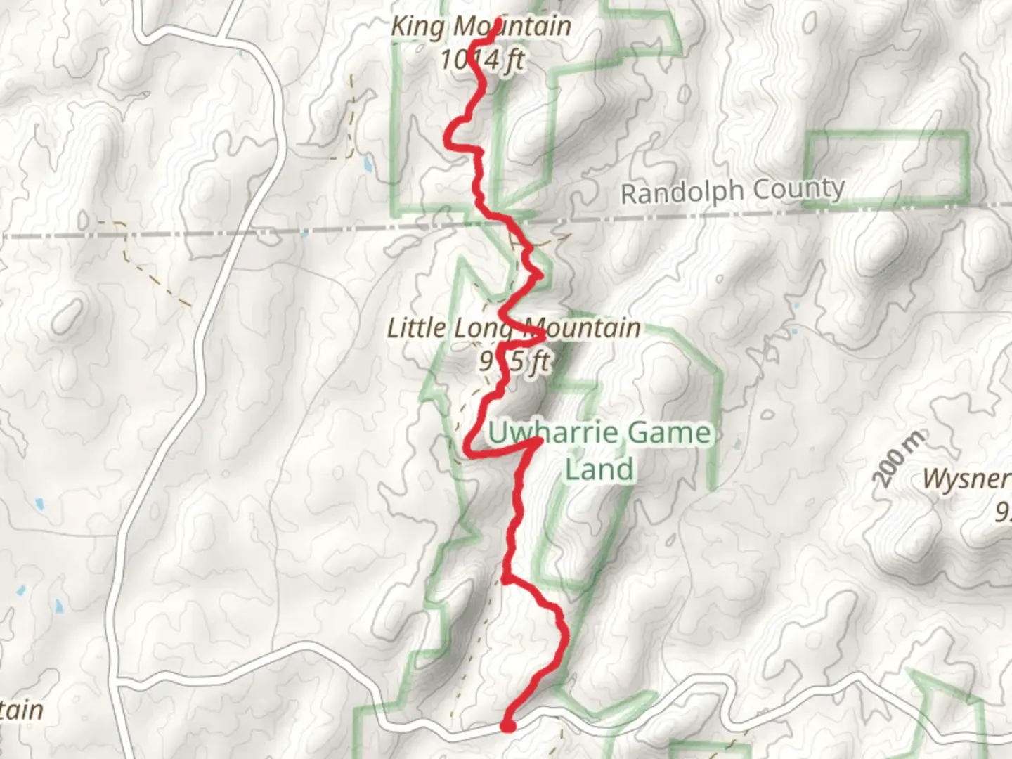 An image depicting the trail King Mountain via Uwharrie Trail and its surrounding area.