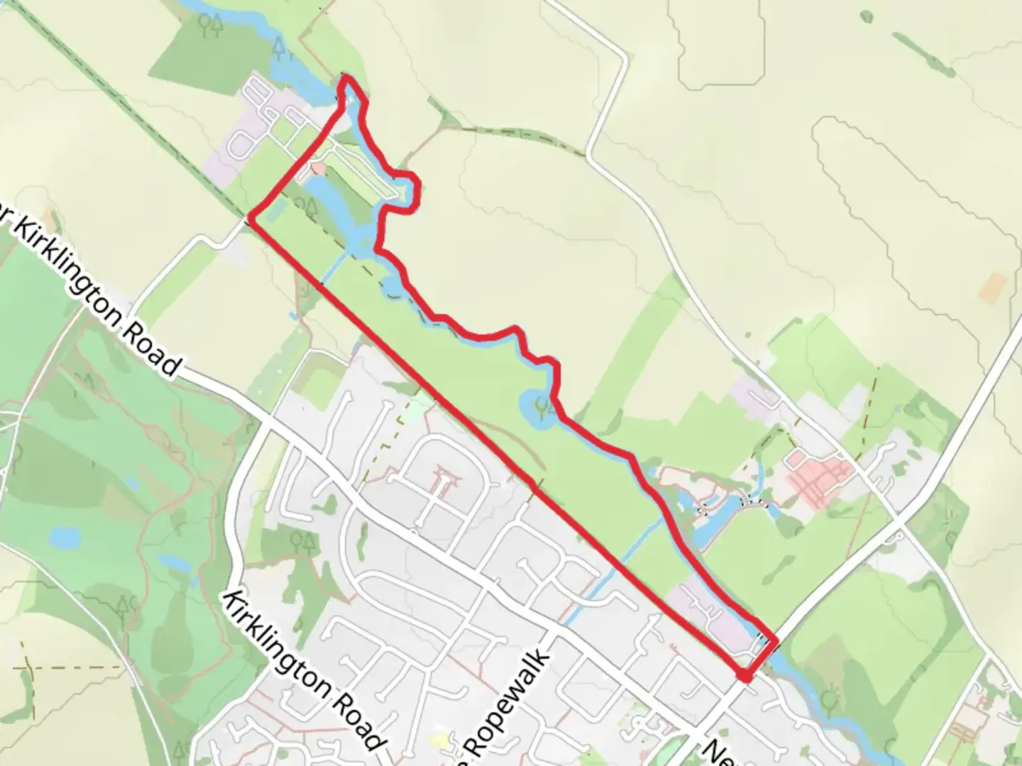An image depicting the trail Robin Hood Way and Southwell Trail and its surrounding area.
