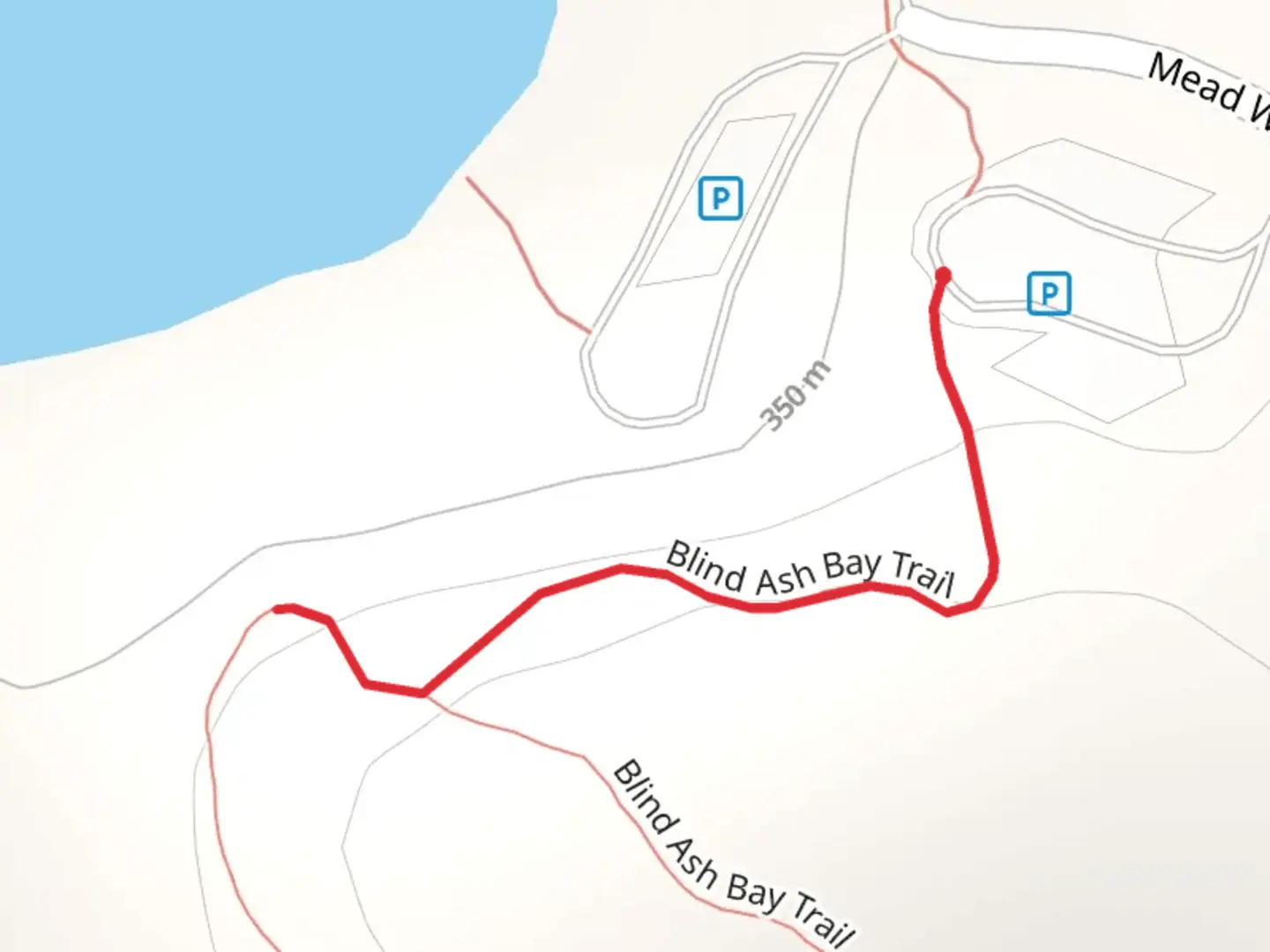 An image depicting the trail Mead Wood Road and its surrounding area.