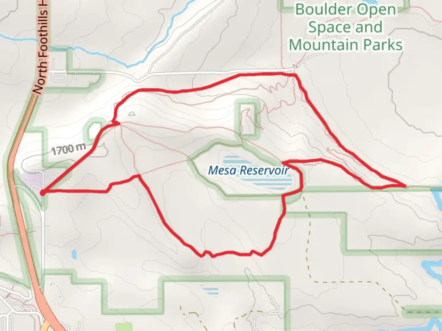 An image depicting the trail Cobalt Trail and Boulder Valley Ranch Loop Trail and its surrounding area.