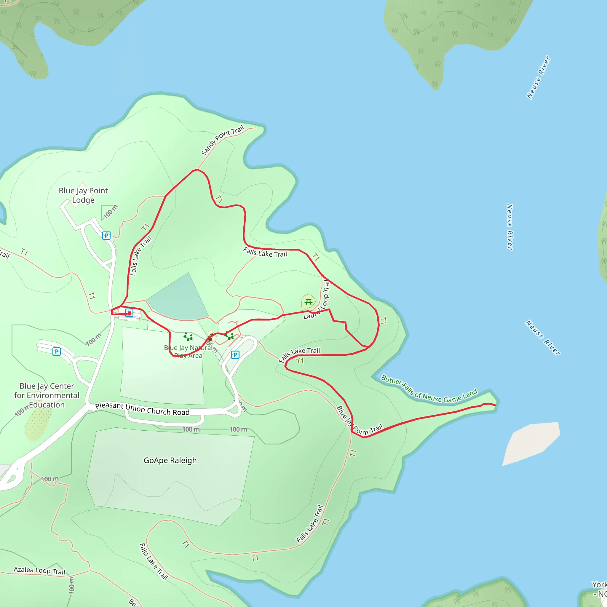 Falls Lake Trail - Blue Jay Point County Park mobile static map