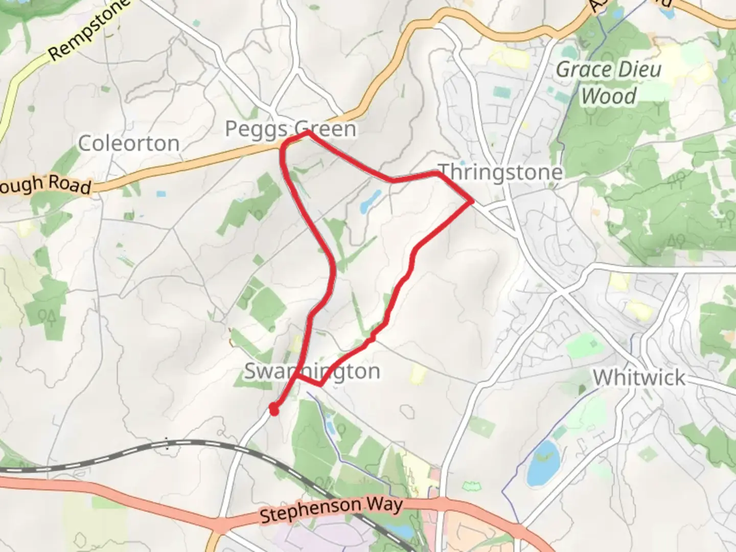 An image depicting the trail Swannington Common Loop and its surrounding area.