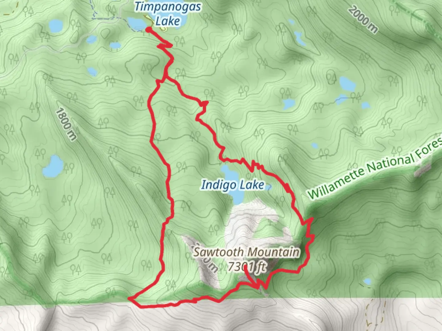 An image depicting the trail Sawtooth Mountain and Indigo Lake Trail and its surrounding area.