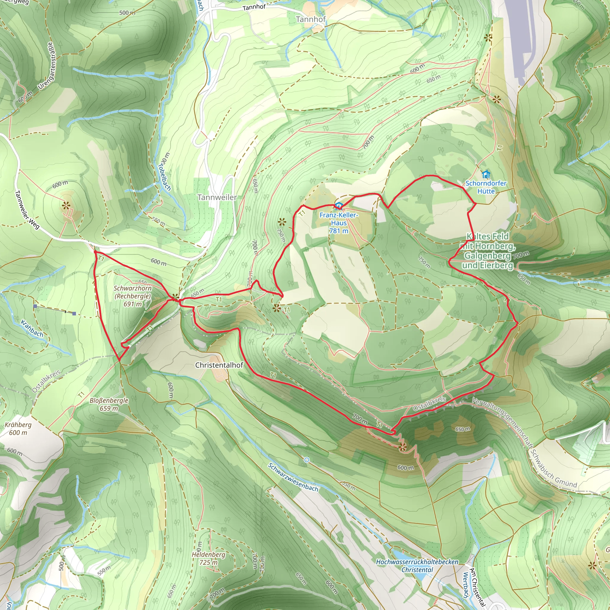 Steinbuehl and Kaltes Feld via Nebenlinie des Sav mobile static map