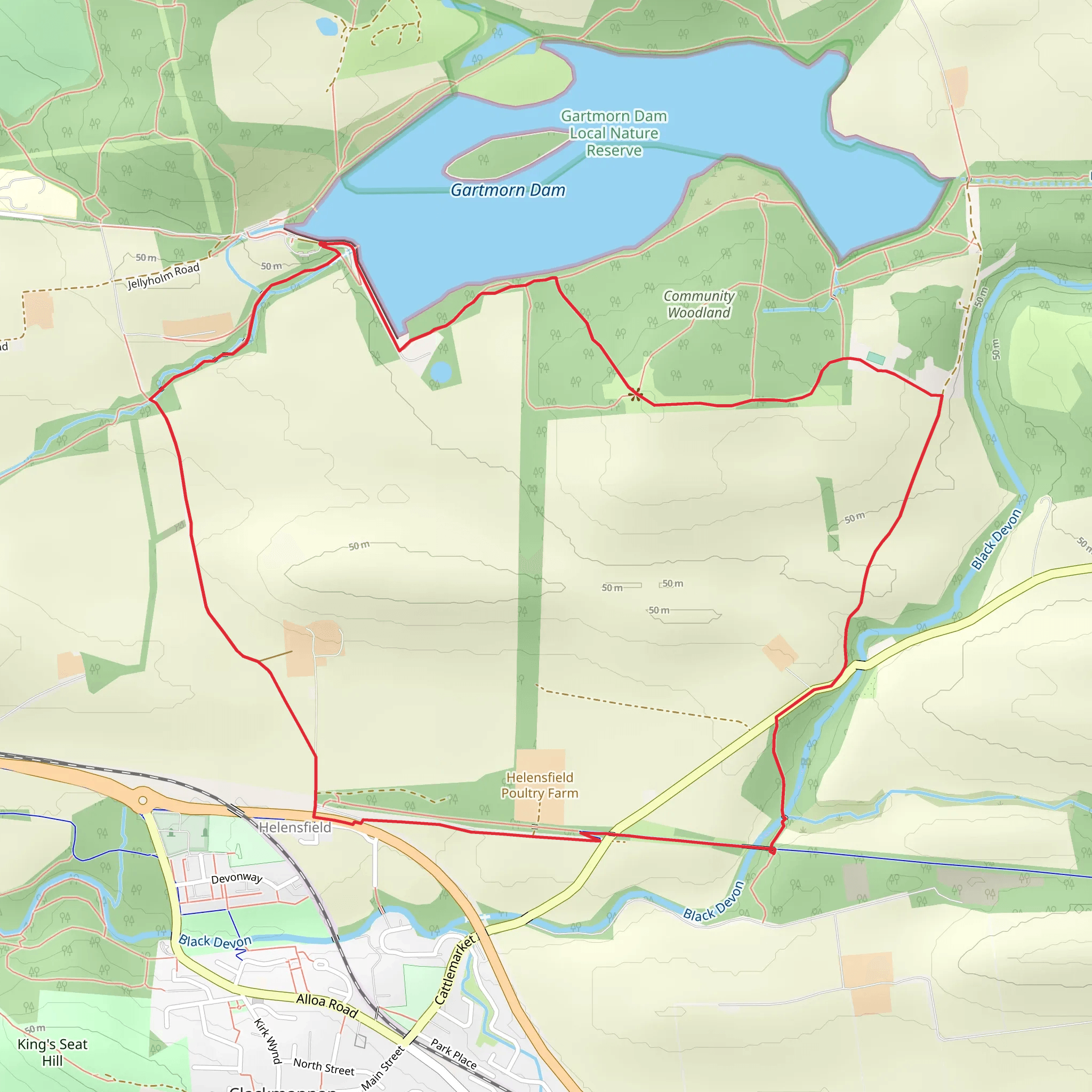 Gartmorn Dam and Linn Mill mobile static map