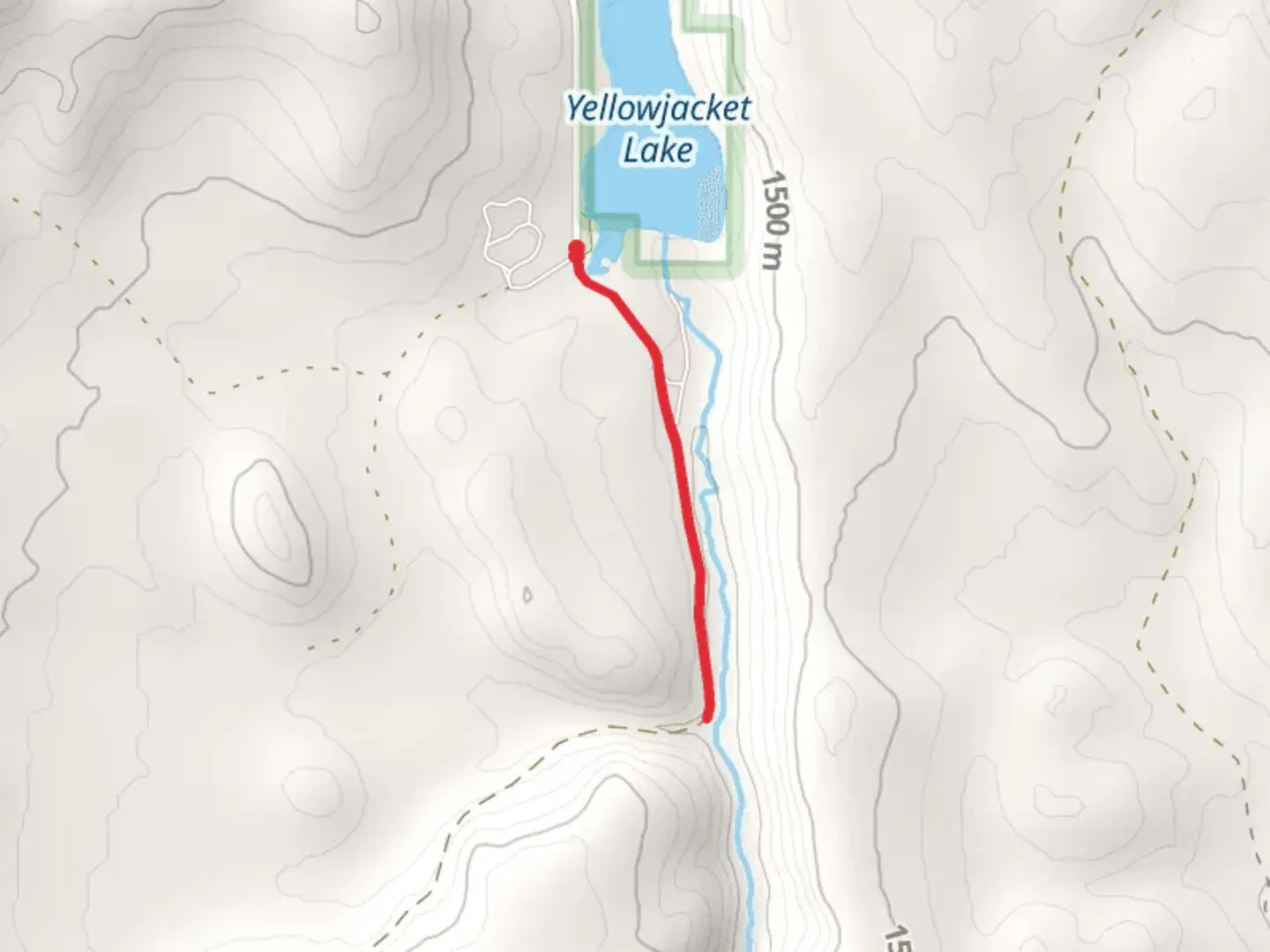 An image depicting the trail Yellowjacket Creek Out and Back and its surrounding area.