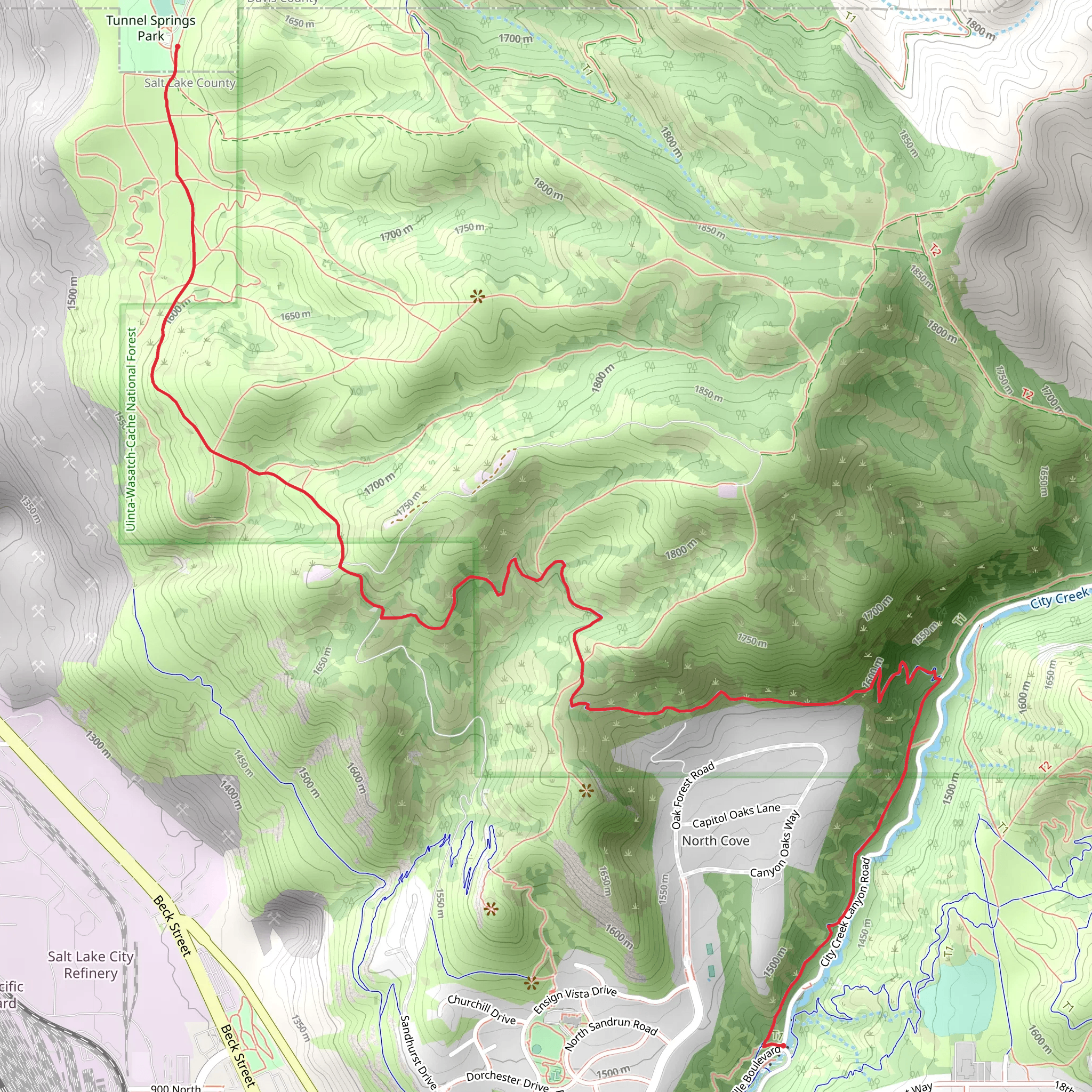 Bonneville Shoreline Trail - West City Creek Section and Terraces Trail mobile static map