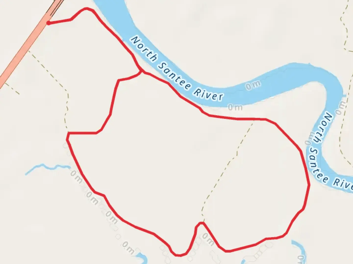 An image depicting the trail Santee Delta Recreation Area Loop and its surrounding area.