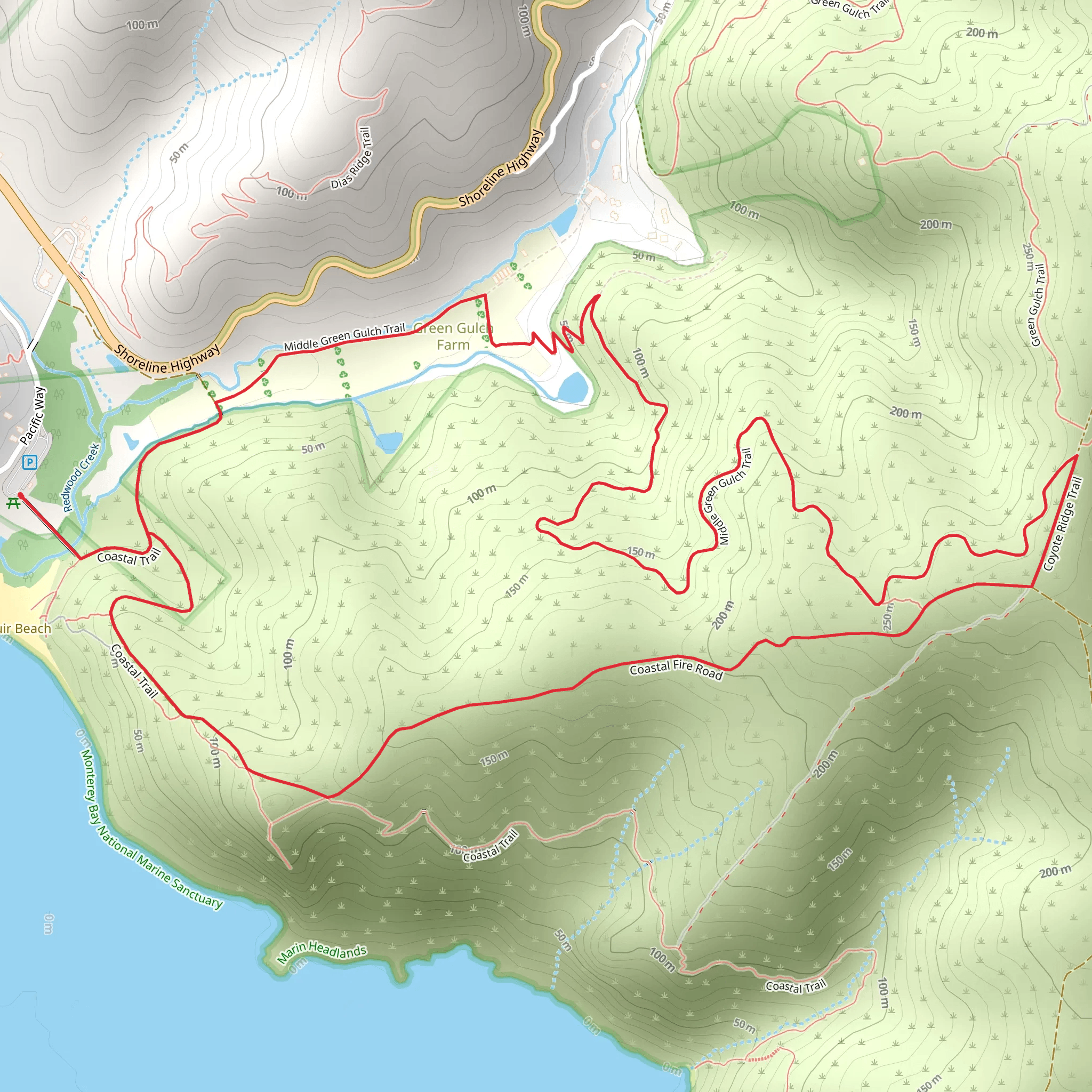 Coastal Fire Road Loop mobile static map