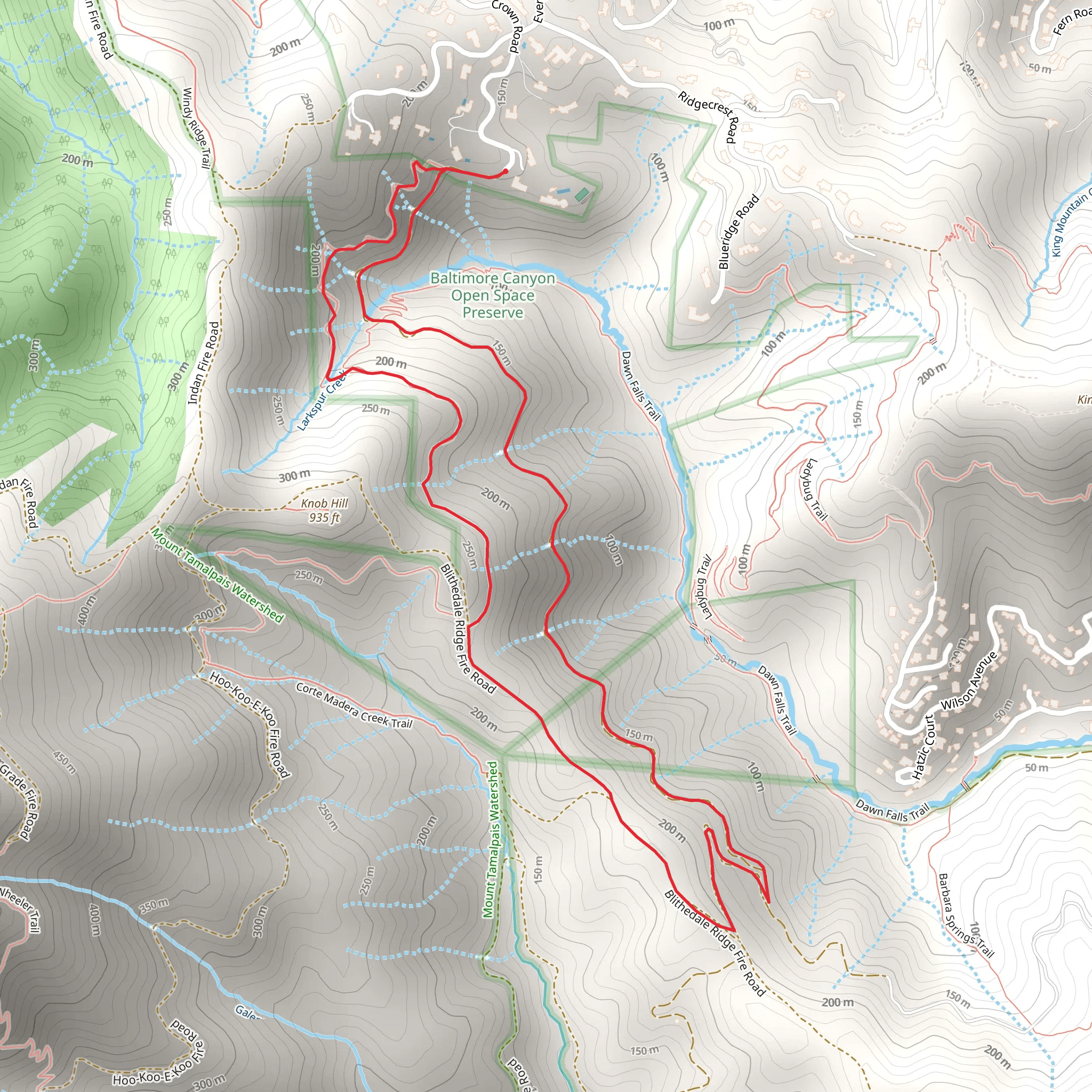 Dawn Falls and Larkspur Creek Loop mobile static map