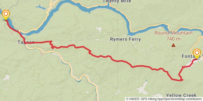 Southeastern Serpentine Trail stage 40 Map
