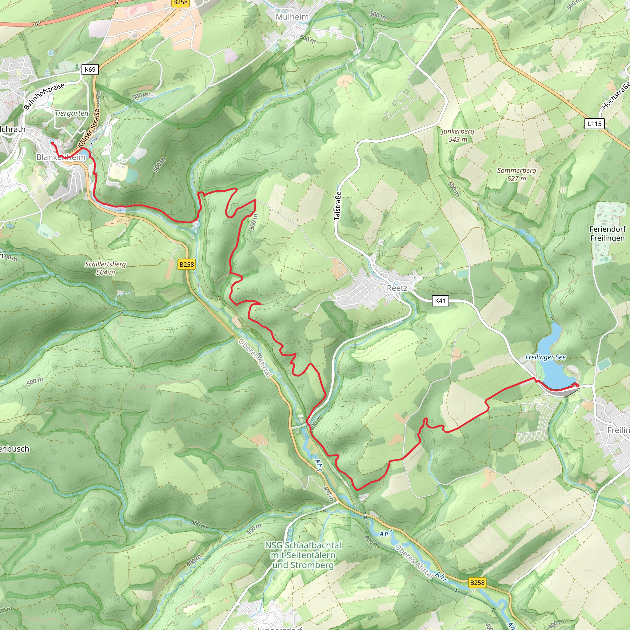 Blankenheim to Freilinger See via Ahrtalweg mobile static map
