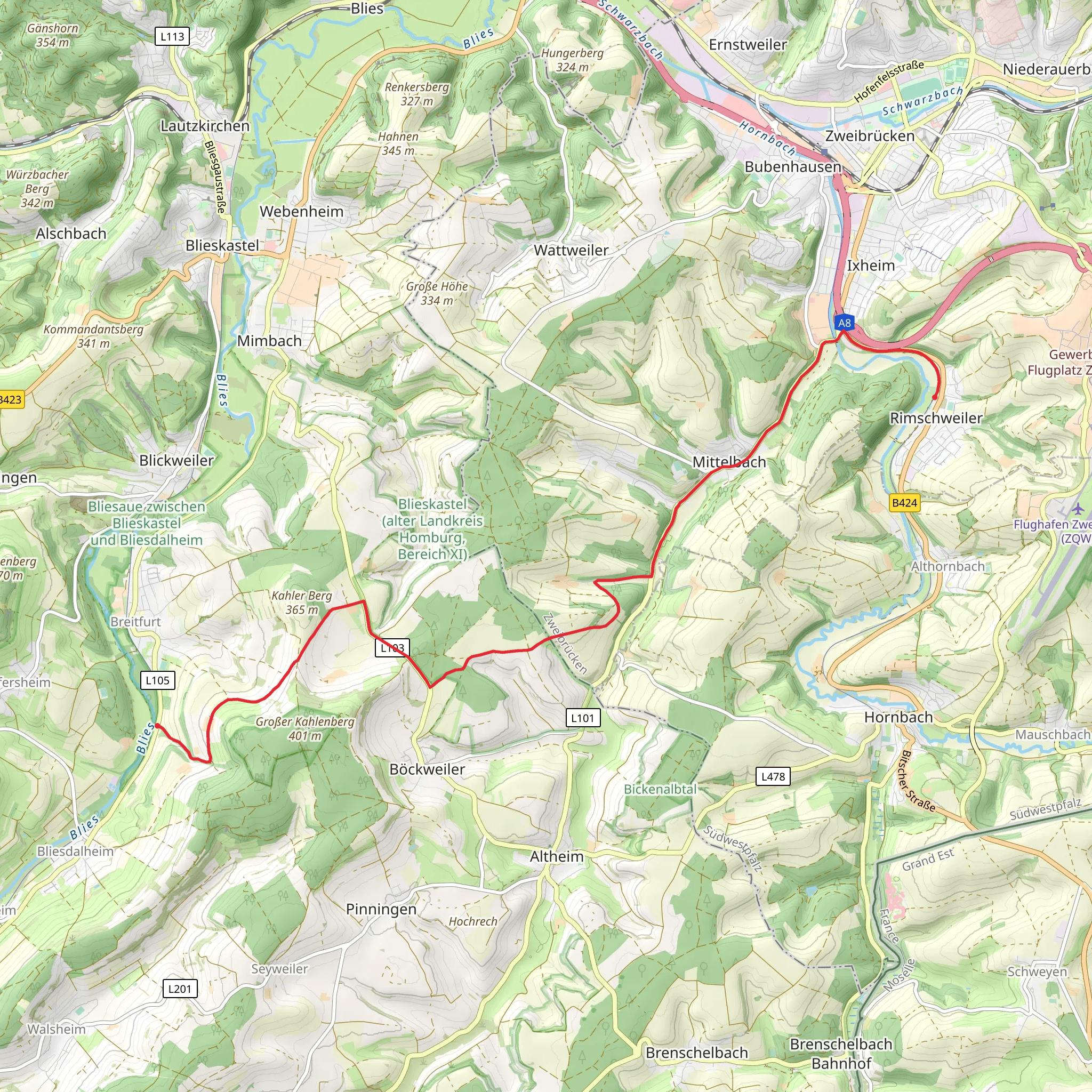 Breitfurt to Rimschweiler Walk mobile static map
