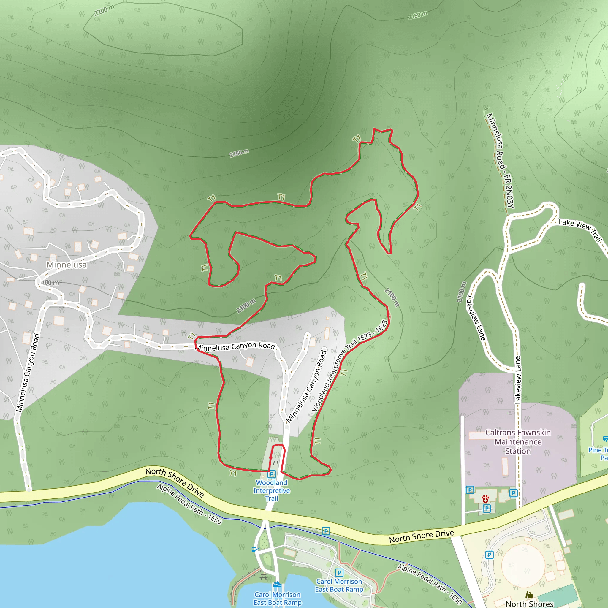 Woodland Interpretive Loop Trail mobile static map