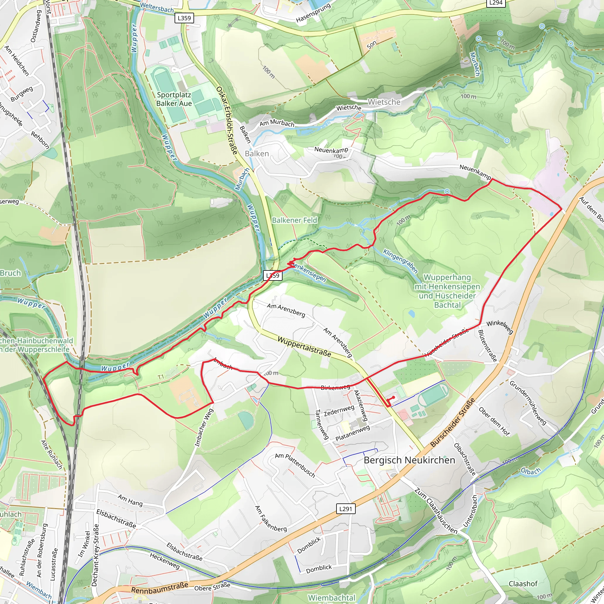 Wupper via Bergisch Neukirchen Rundweg and Leichlingen mobile static map