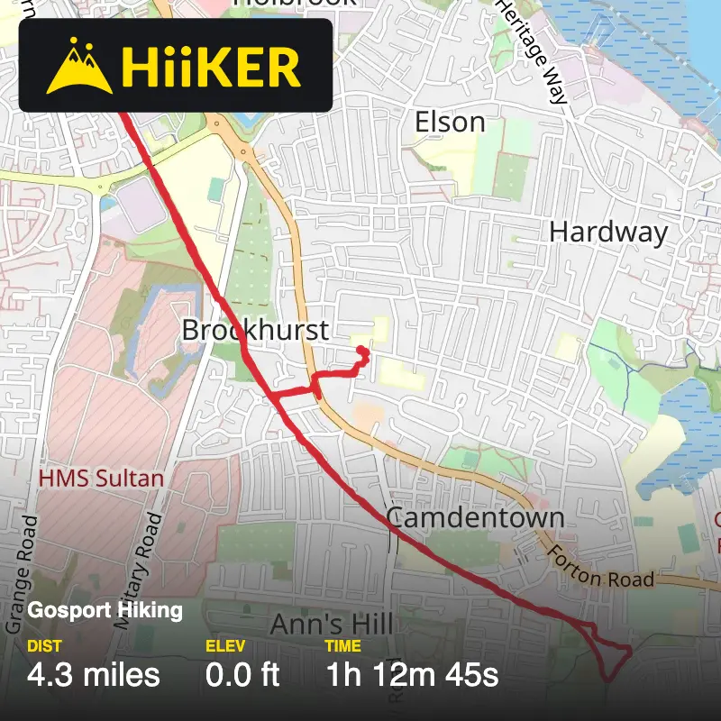A map preview of the recording Gosport Hiking.