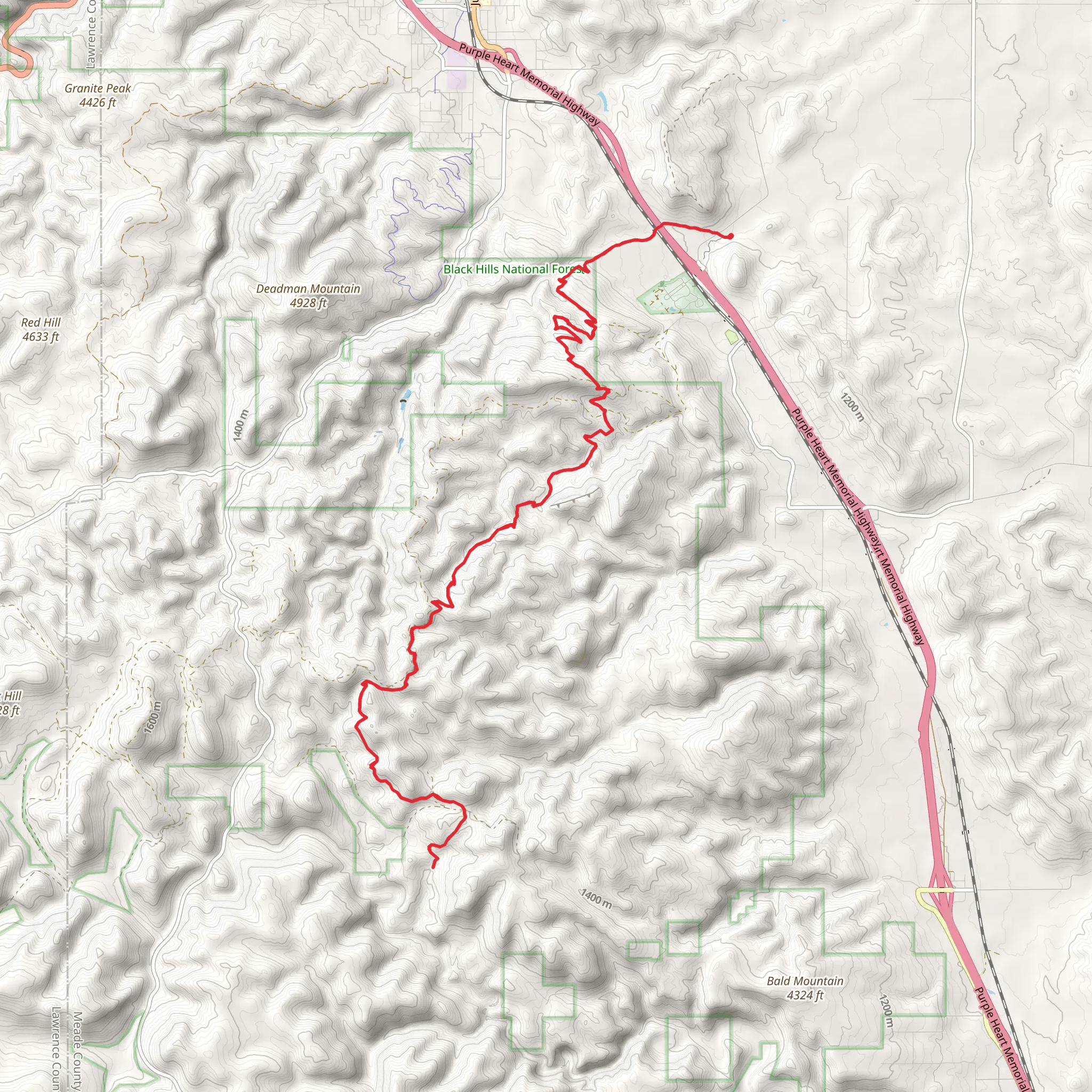 Centennial Trail from Alkali Creek Campground mobile static map