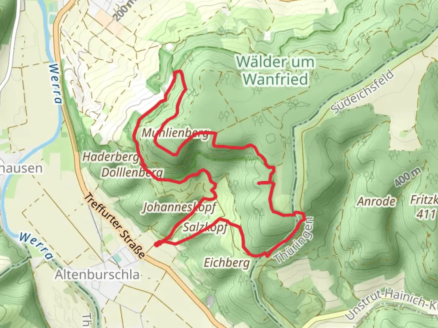 An image depicting the trail Kimms Ruh, Steinerner Tisch and Muhlienberg Loop via Rundweg Lehntal and its surrounding area.