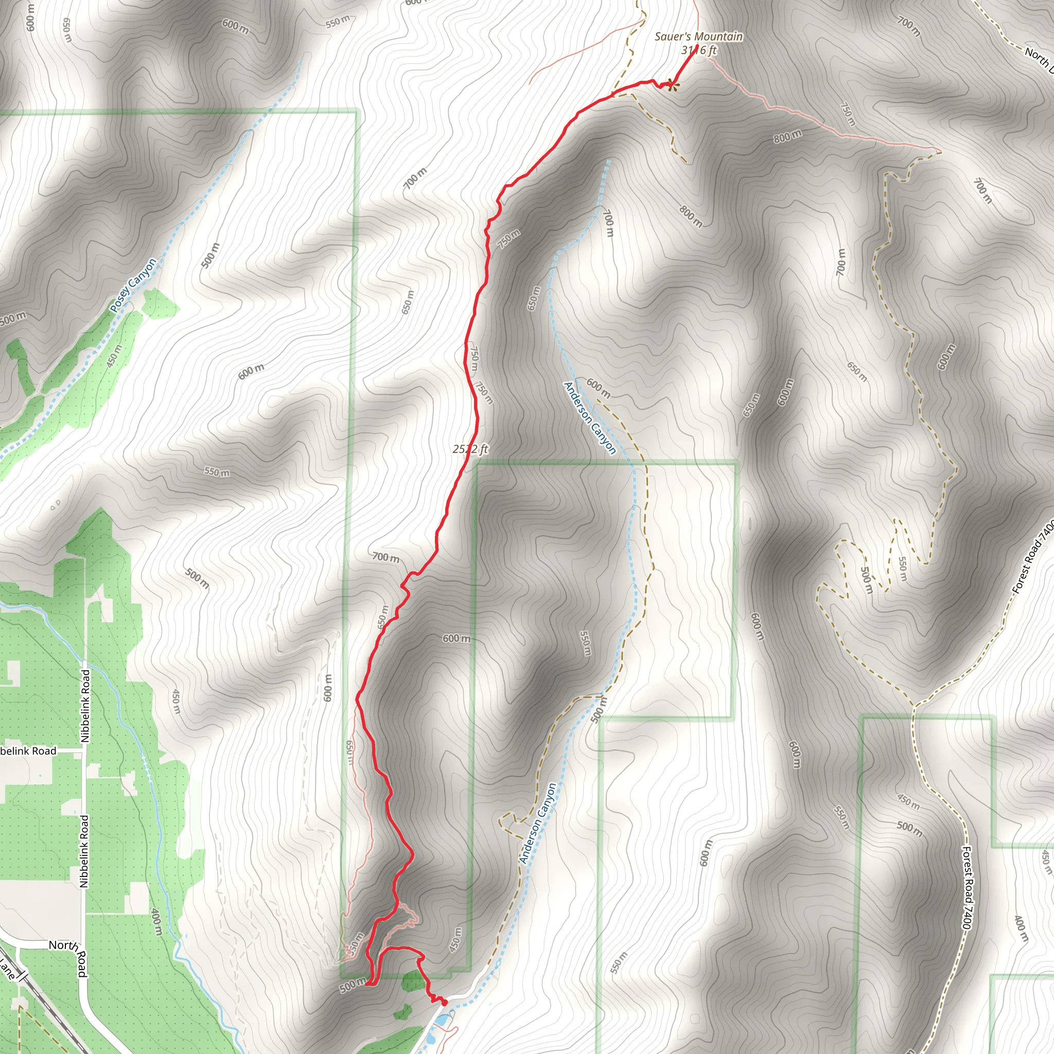 Saucer's Mountain Trail mobile static map