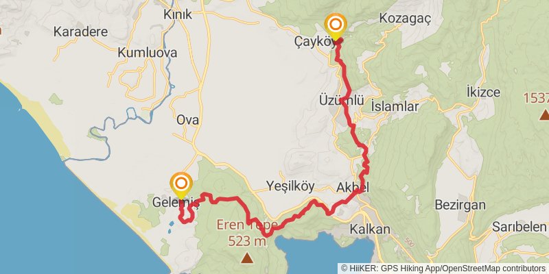 Lycian Way stage 6 Map