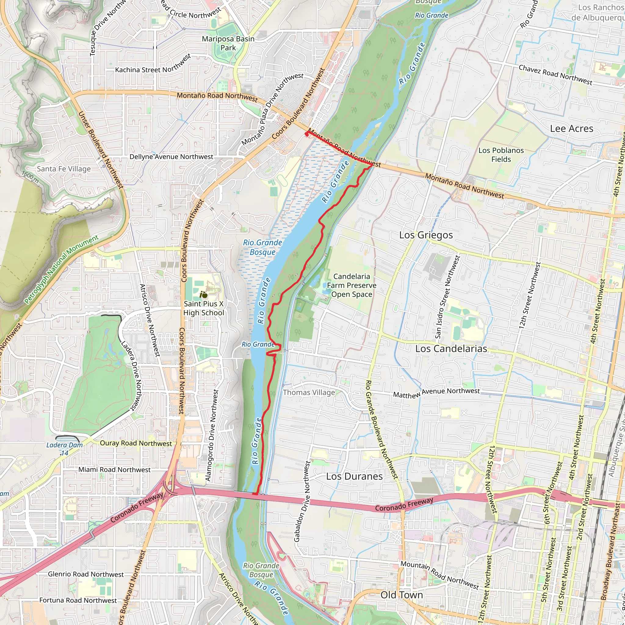 Rio Grande via Aldo Leopold Trail mobile static map