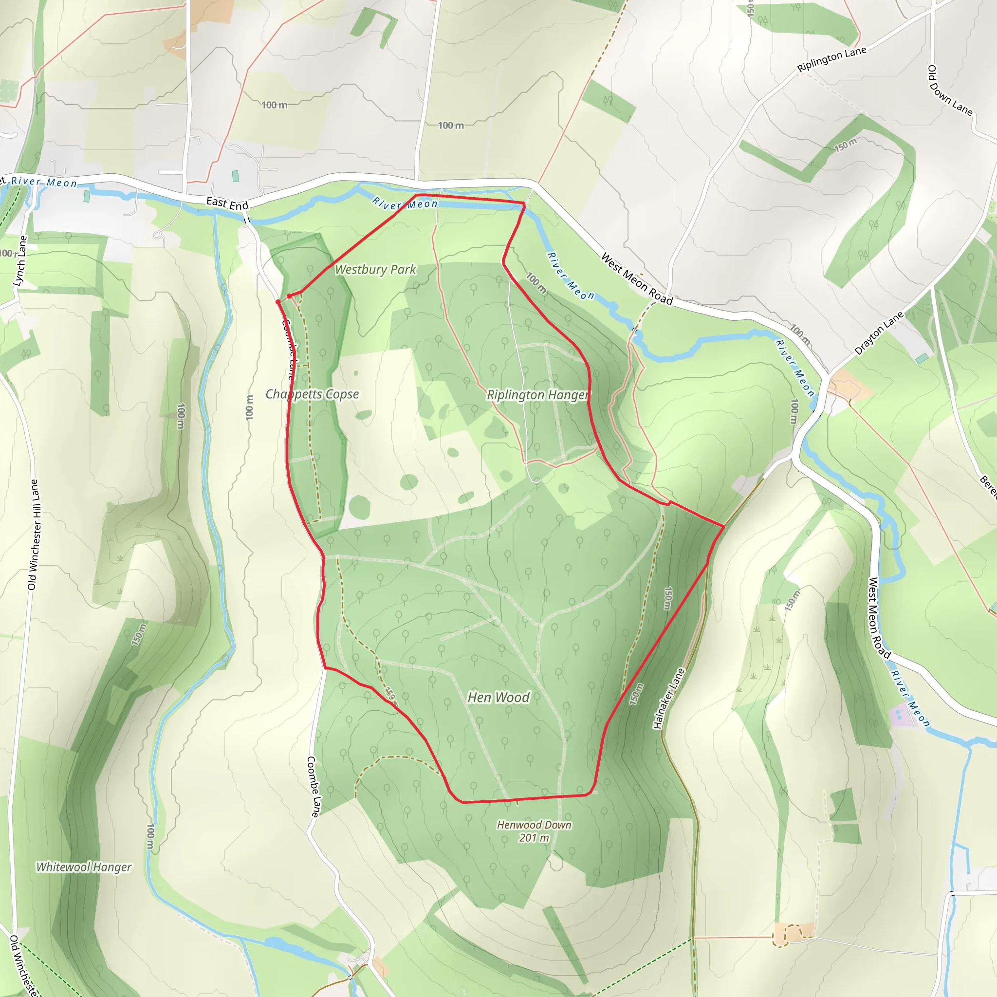 Hen Wood and Riplington Hanger mobile static map