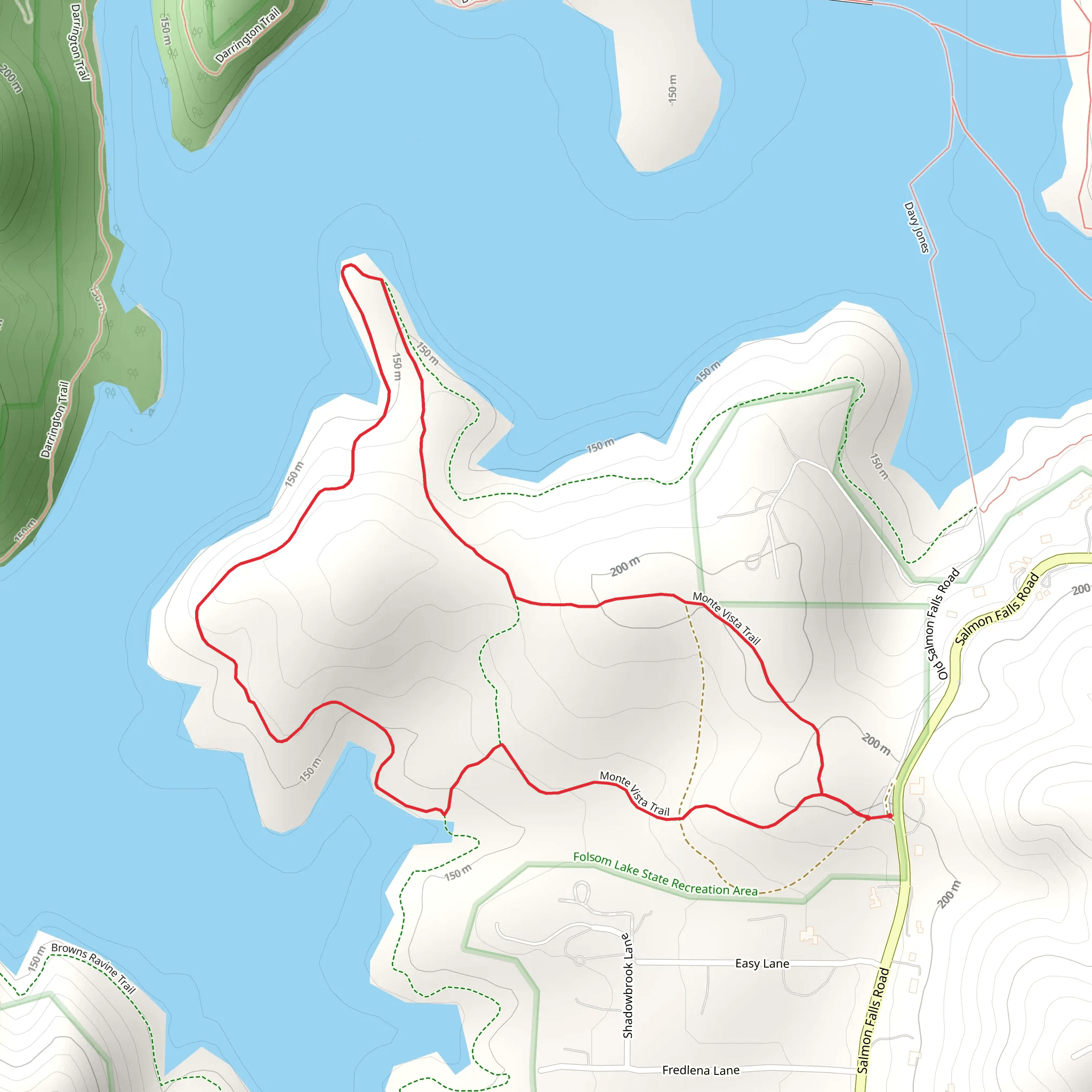 Monte Vista Trail and Folsom Lake Loop mobile static map