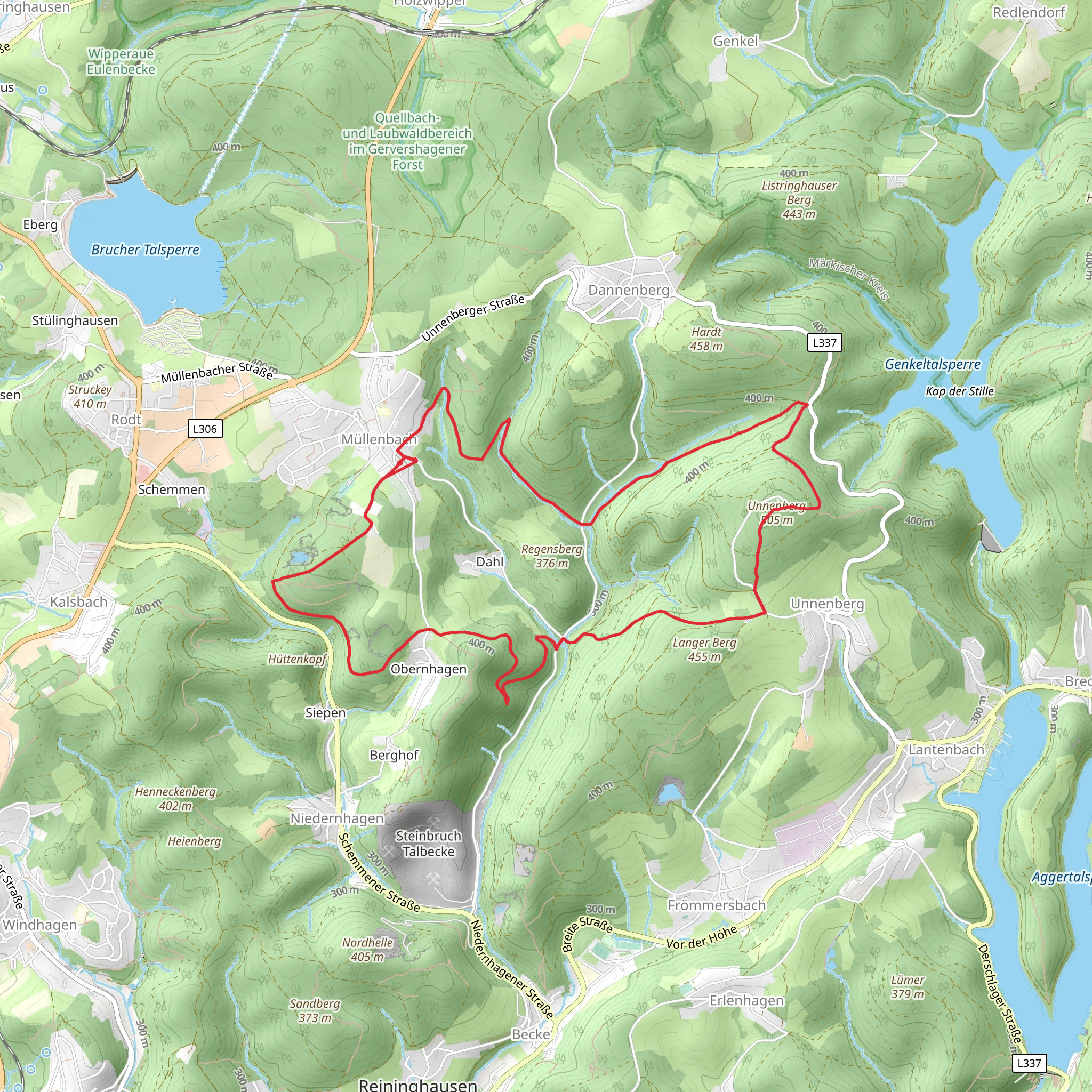 Unnenberg Rundweg Loop mobile static map