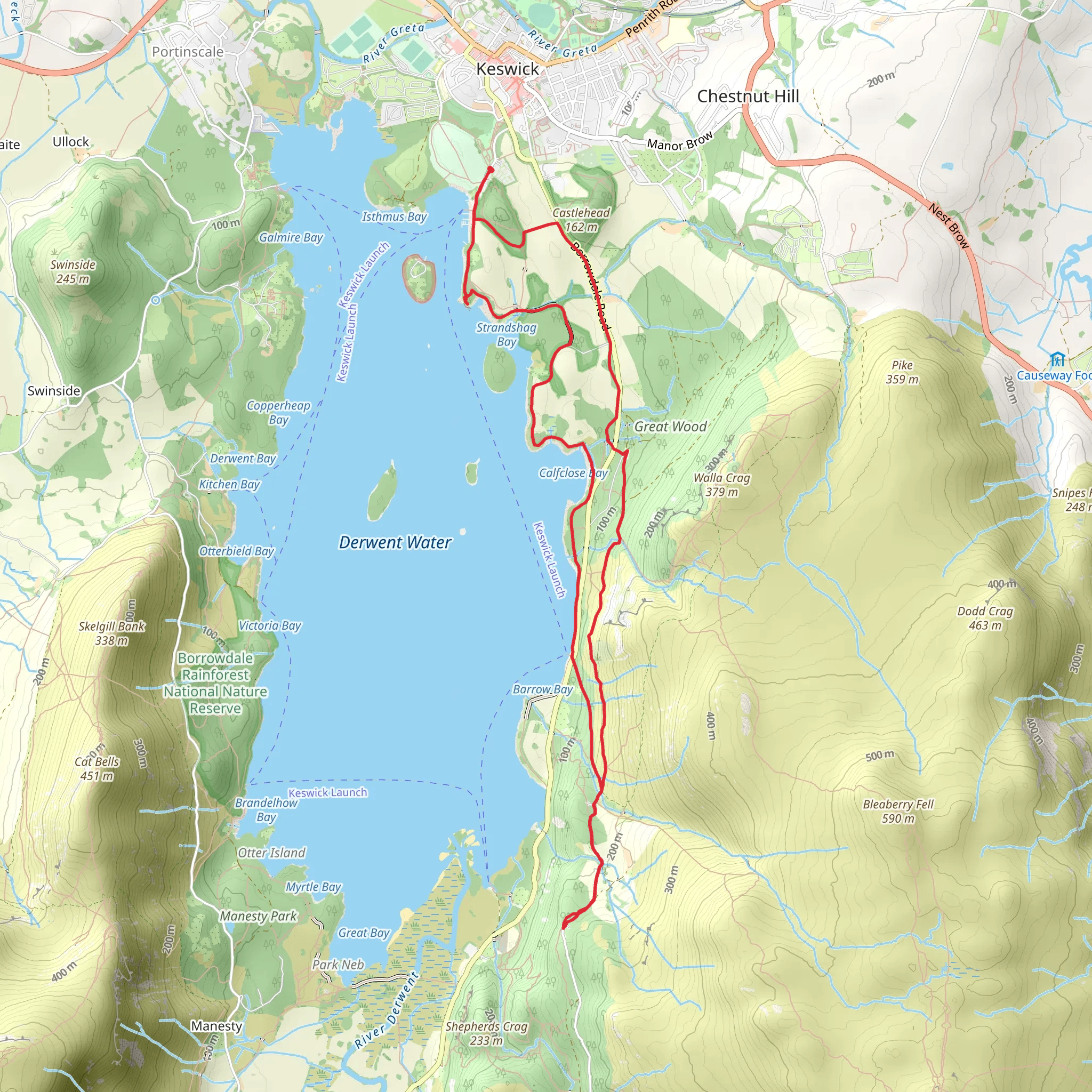 Ruskin Monument, Surprise View Point and Cockshot Wood Loop mobile static map