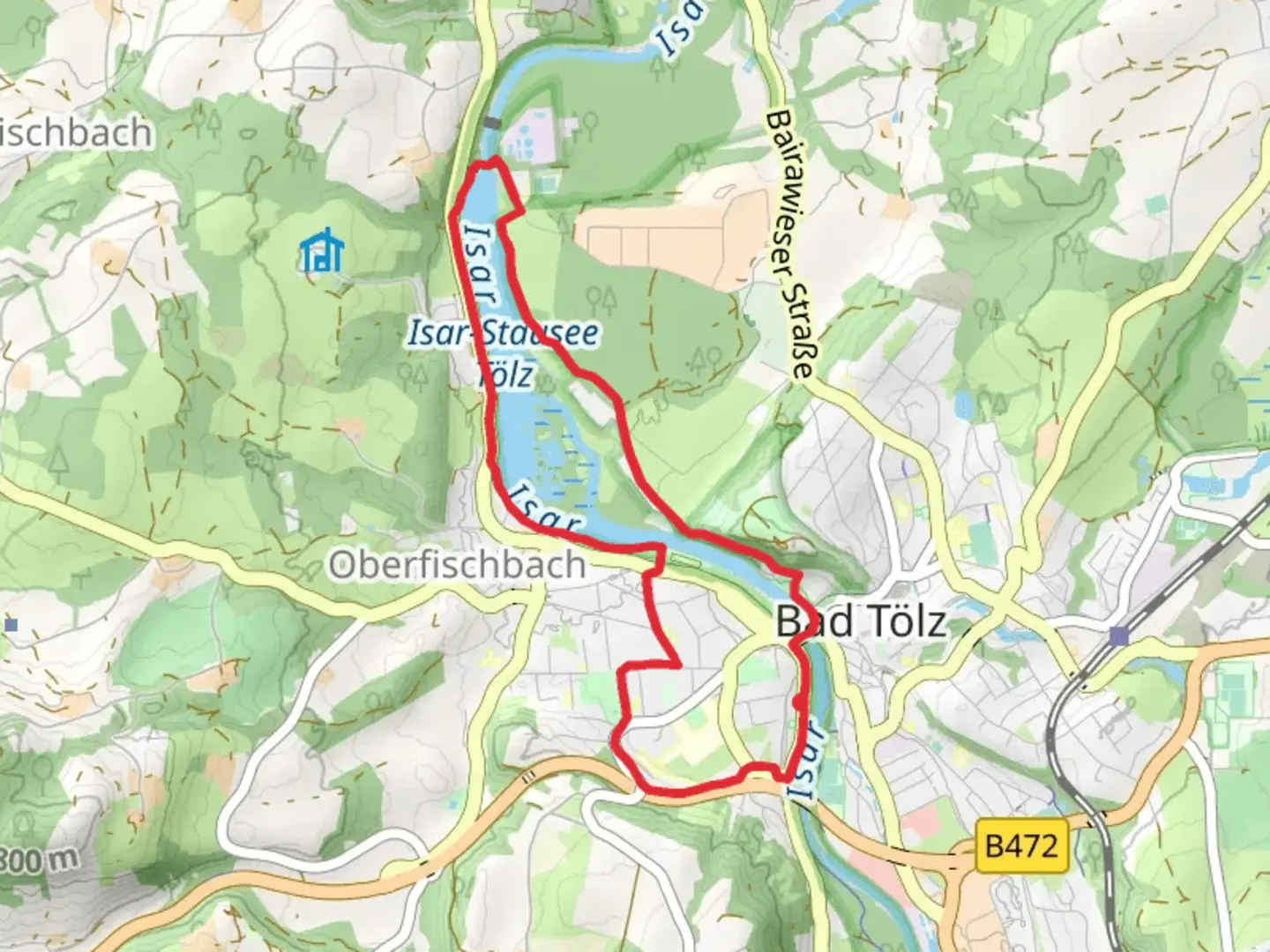 An image depicting the trail Isar via Traumpfad Muenchen Venedig and its surrounding area.