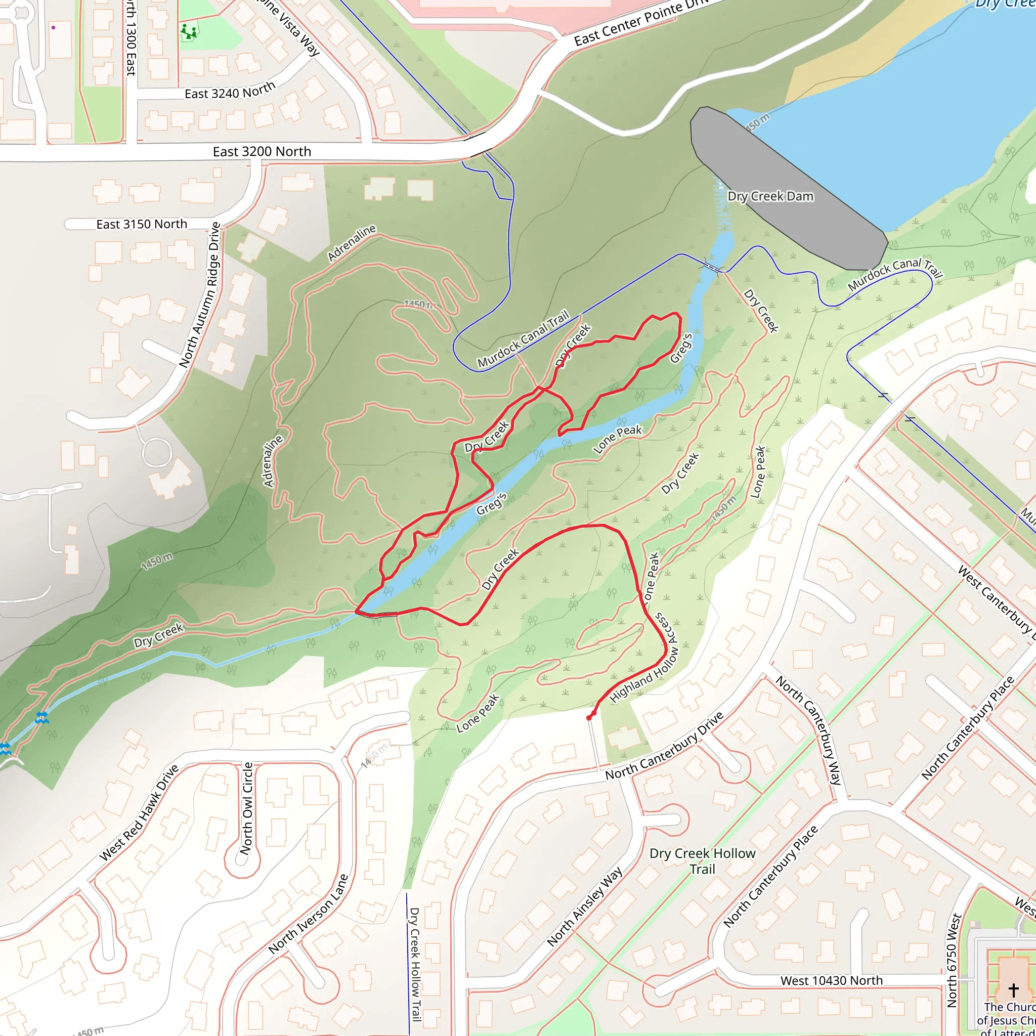 Dry Creek and Greg's Loop mobile static map