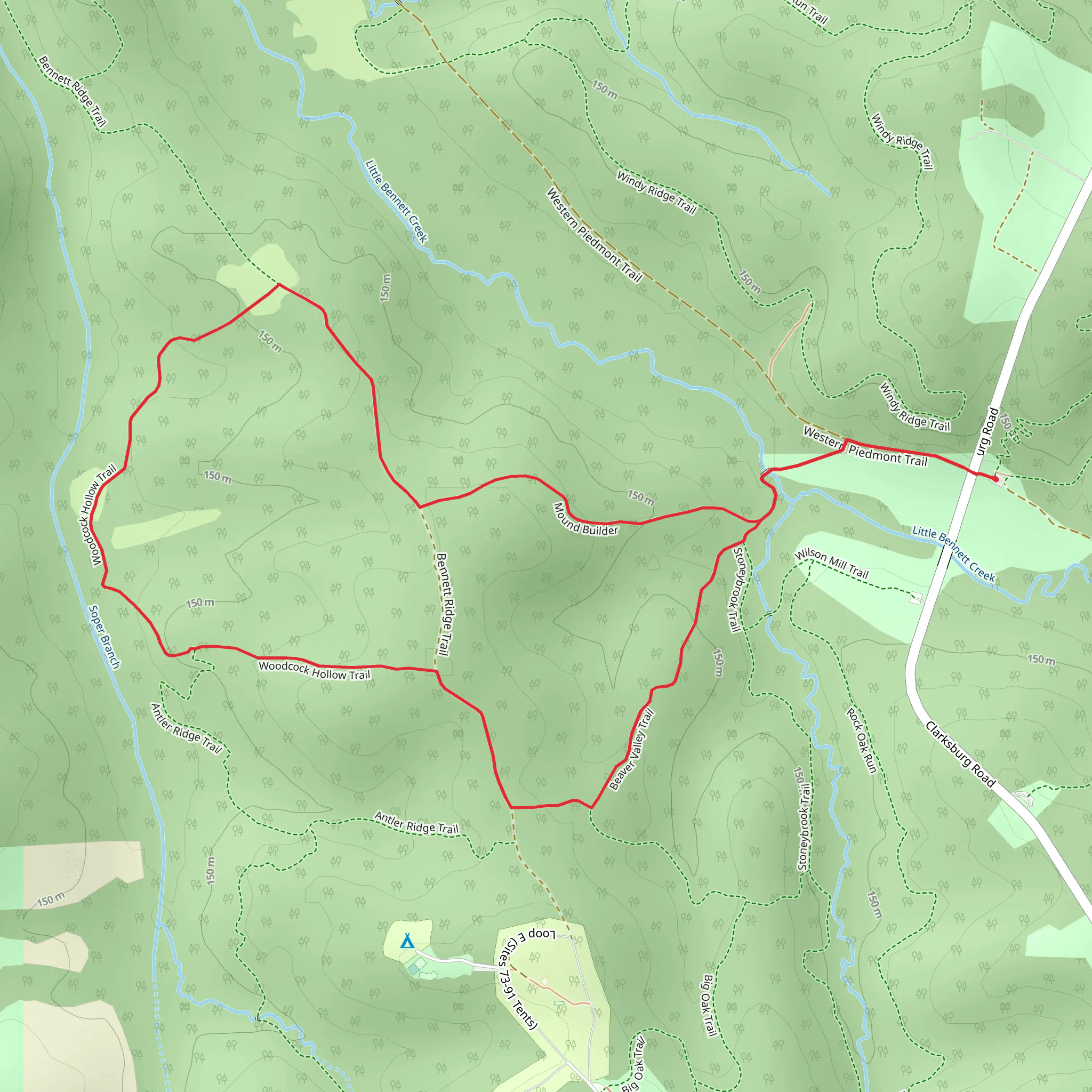 Stoneybrook, Beaver Valley and MOund Builder Loop Trail mobile static map
