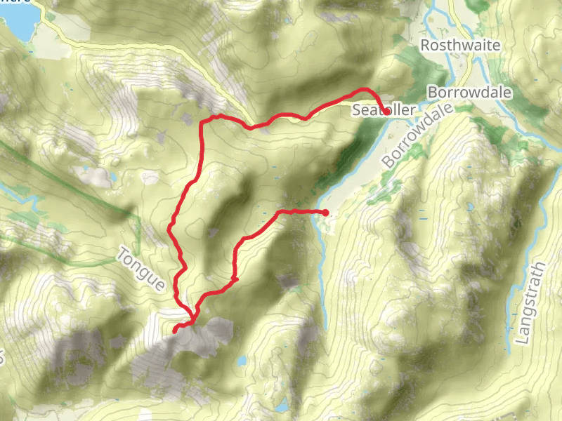 Great Gable from Seatoller to Seathwaite mobile static map