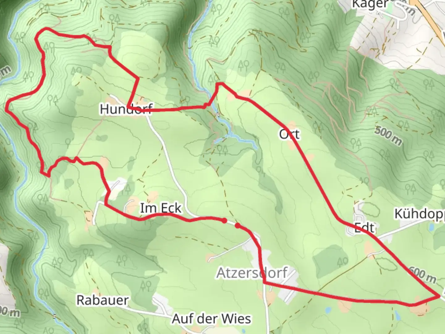 An image depicting the trail Kösslbachweg Loop - No 75 and its surrounding area.