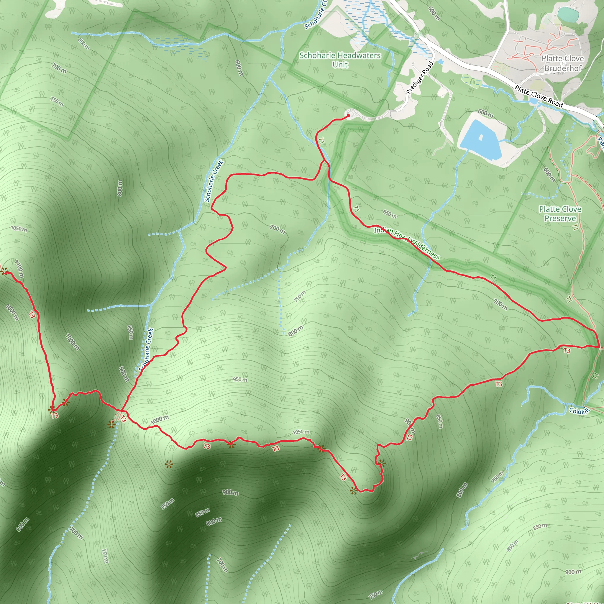 Twin Mountain - Indian Head Mountain via Devil's Path mobile static map