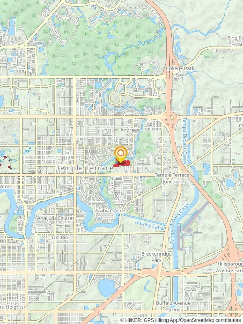 An image depicting the trail Pavilion Trail and Palmetto Trail in Riverfront Park and its surrounding area.