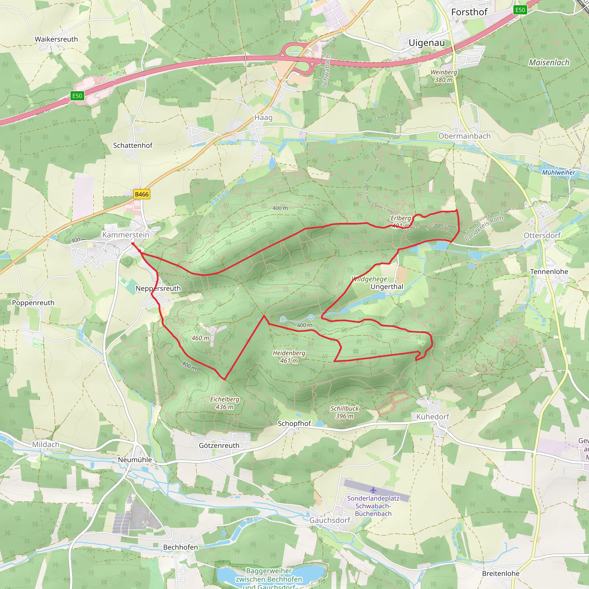 Kupferweiher via Der Heidenberg und die Marienquelle mobile static map