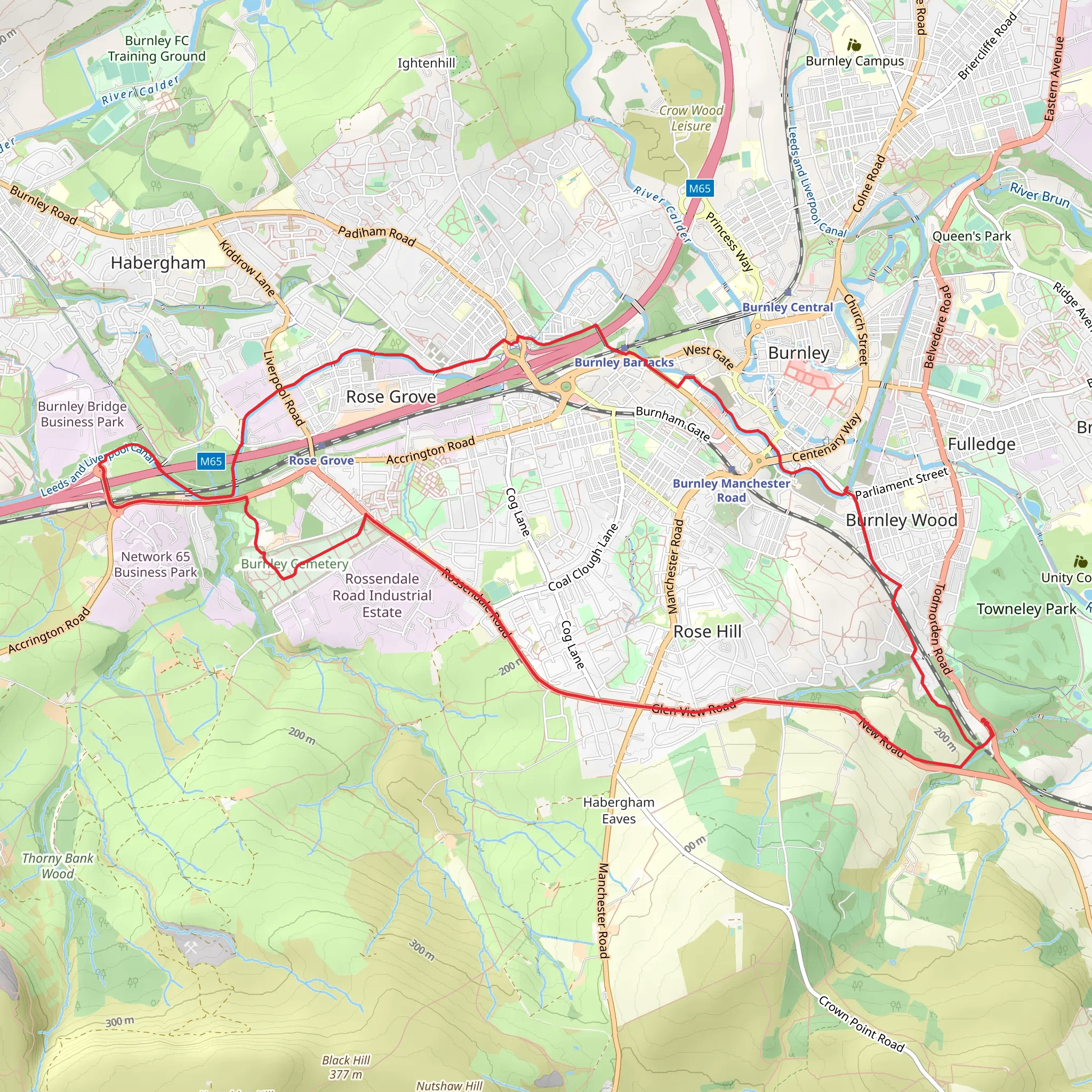 Burnley Circular Walk mobile static map