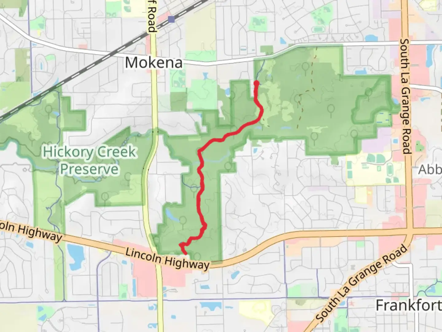 An image depicting the trail Hickory Creek Walk and its surrounding area.