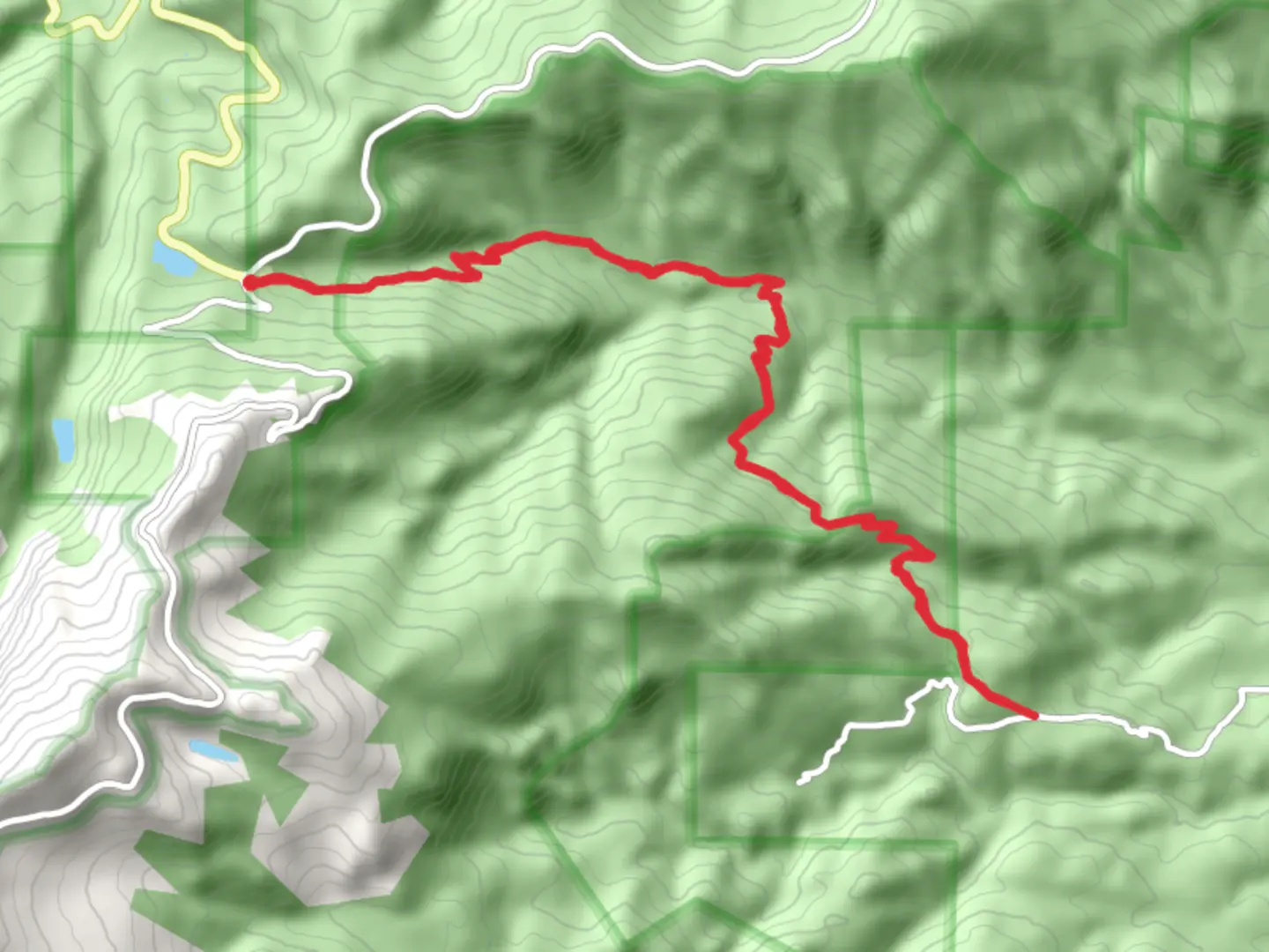 An image depicting the trail Captain Mountain and its surrounding area.