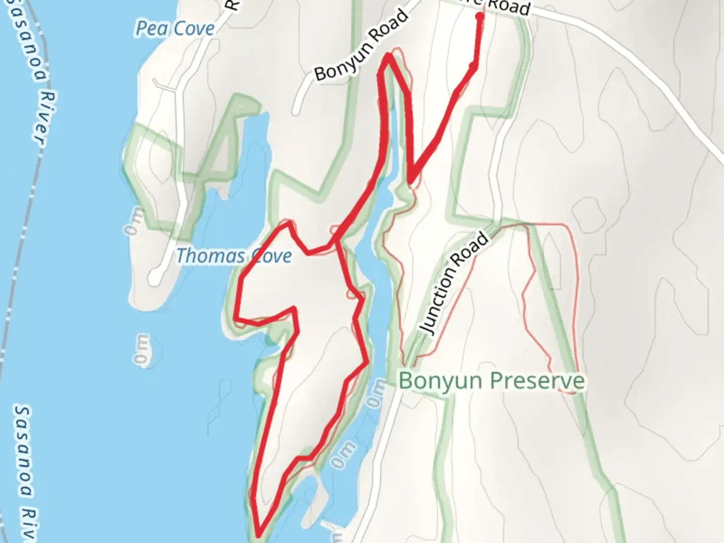 An image depicting the trail Thomas Cove and its surrounding area.