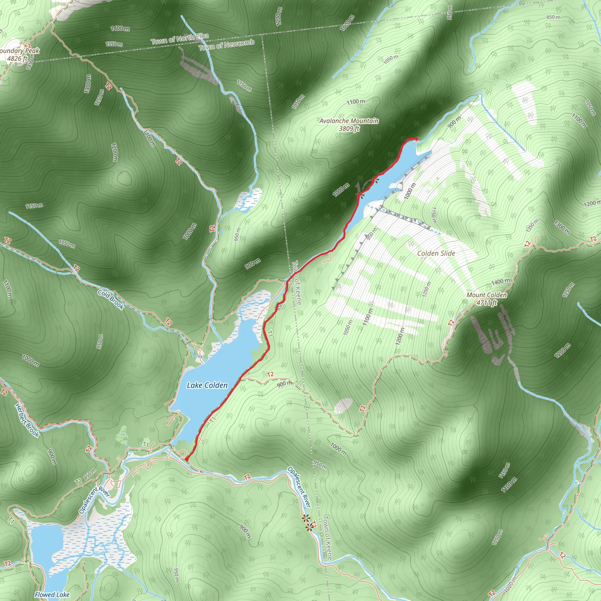 Lake Colden and Avalanche Lake via Avalanche Pass Trail mobile static map