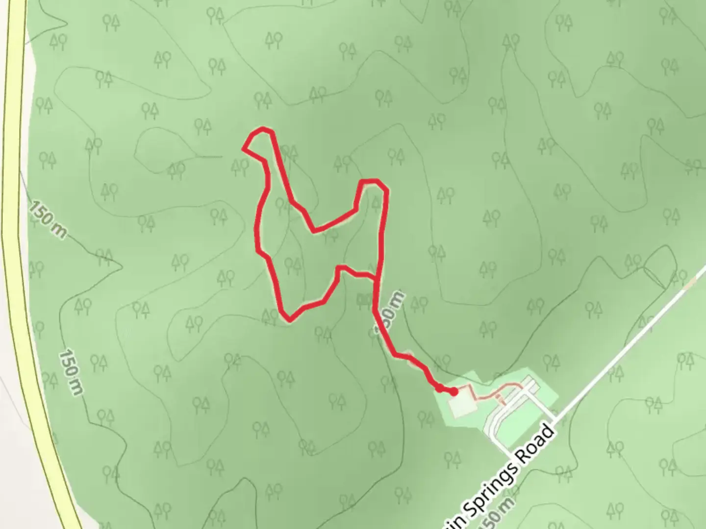 An image depicting the trail Nature Trail from Moccasin Springs Road and its surrounding area.