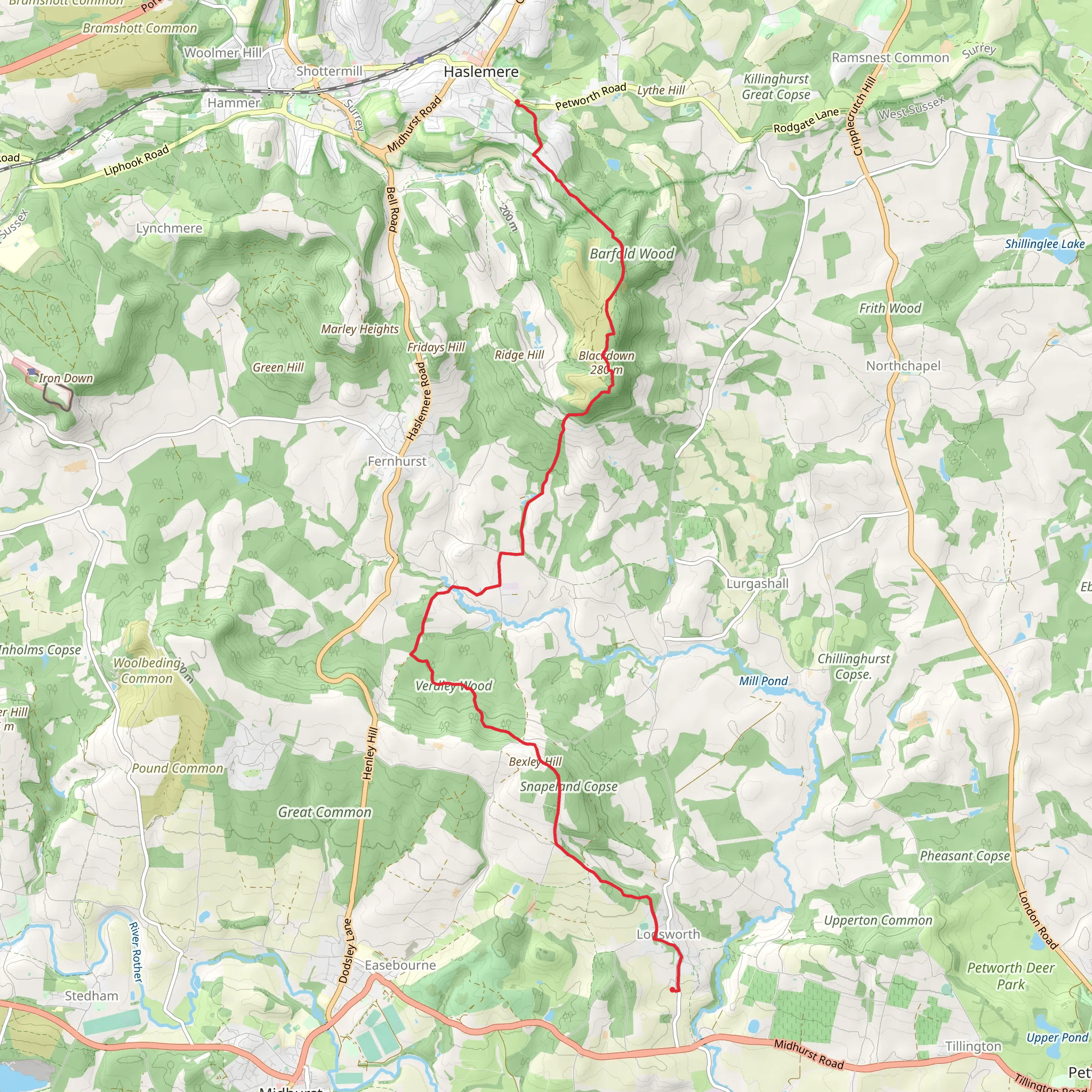 Verdley Wood and Bexleyhill Common Walk mobile static map
