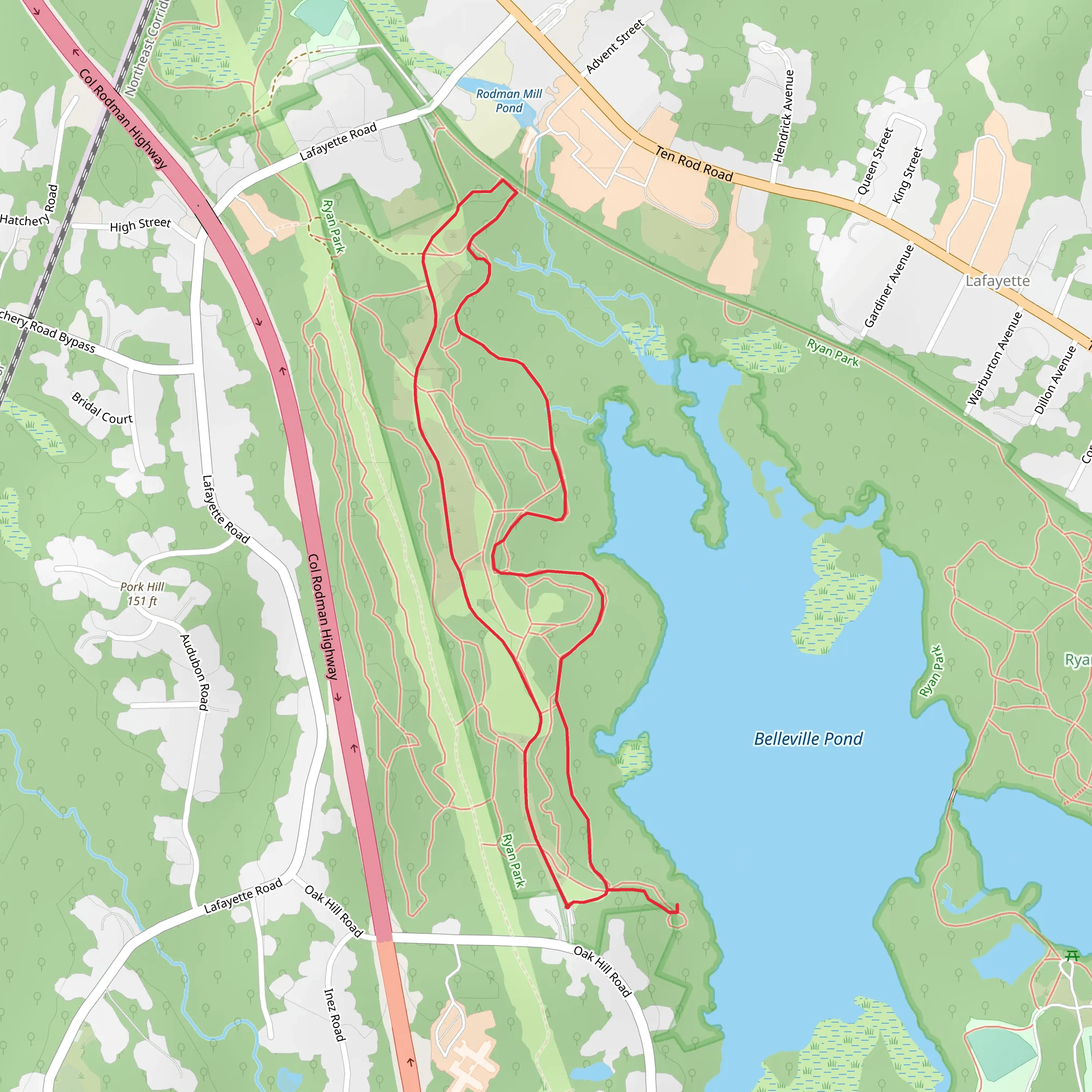 Belleville Pond West Shore Loop mobile static map