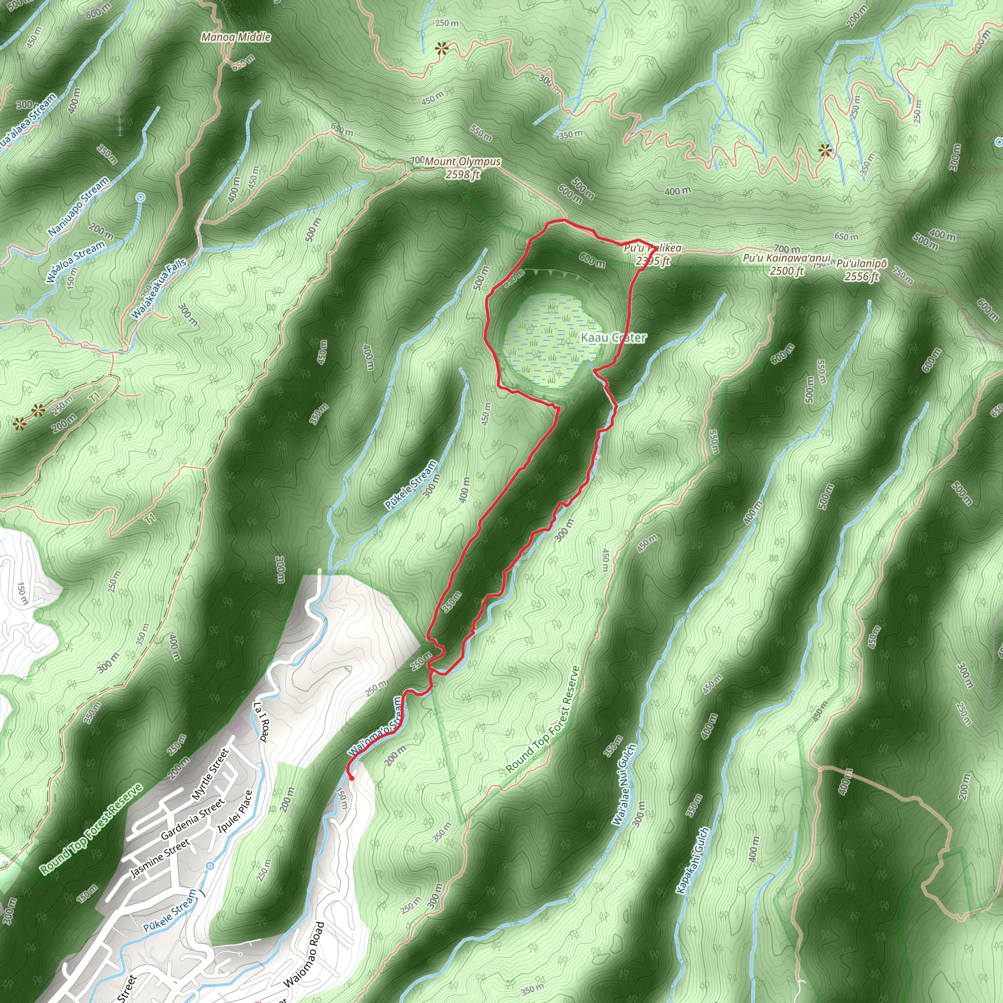 Ka'au Crater Loop Trail mobile static map