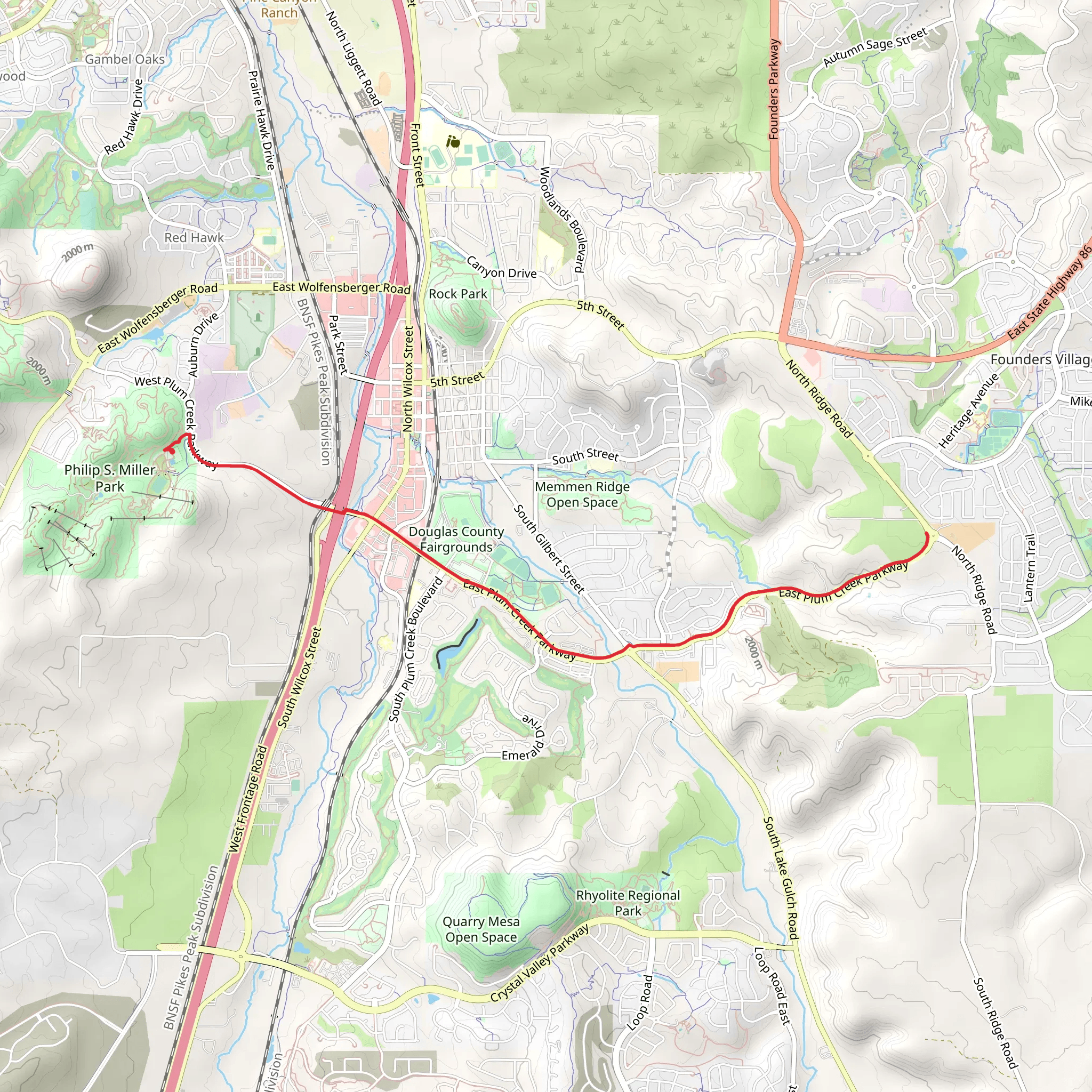 Plum Creek Parkway Trail mobile static map