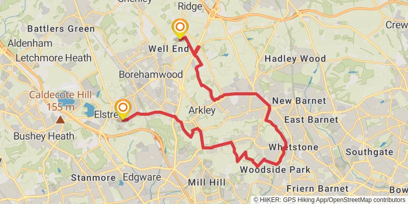 Hertfordshire Border from Chorleywood stage 12 Map