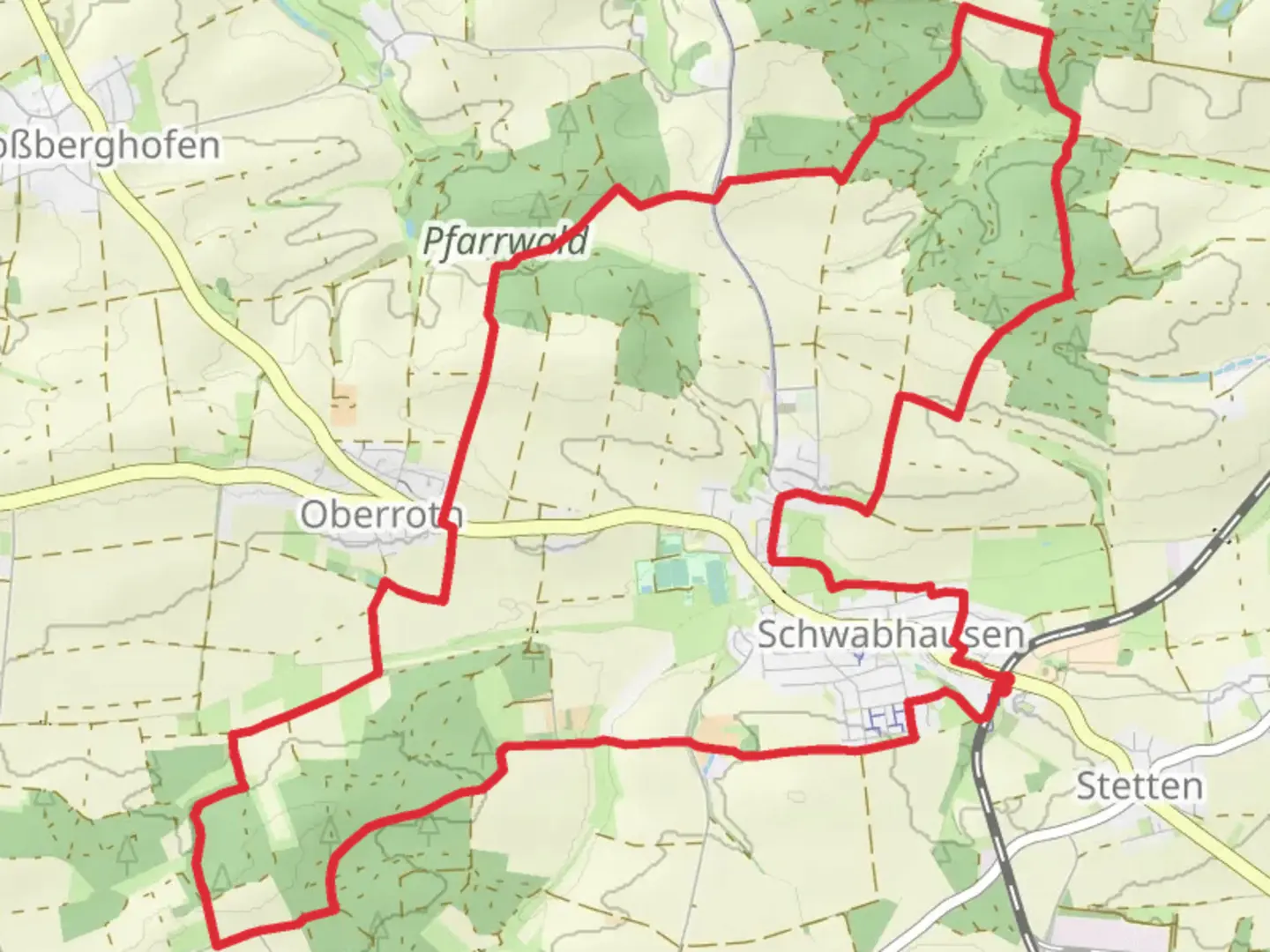 An image depicting the trail Schwabhausen Loop and its surrounding area.